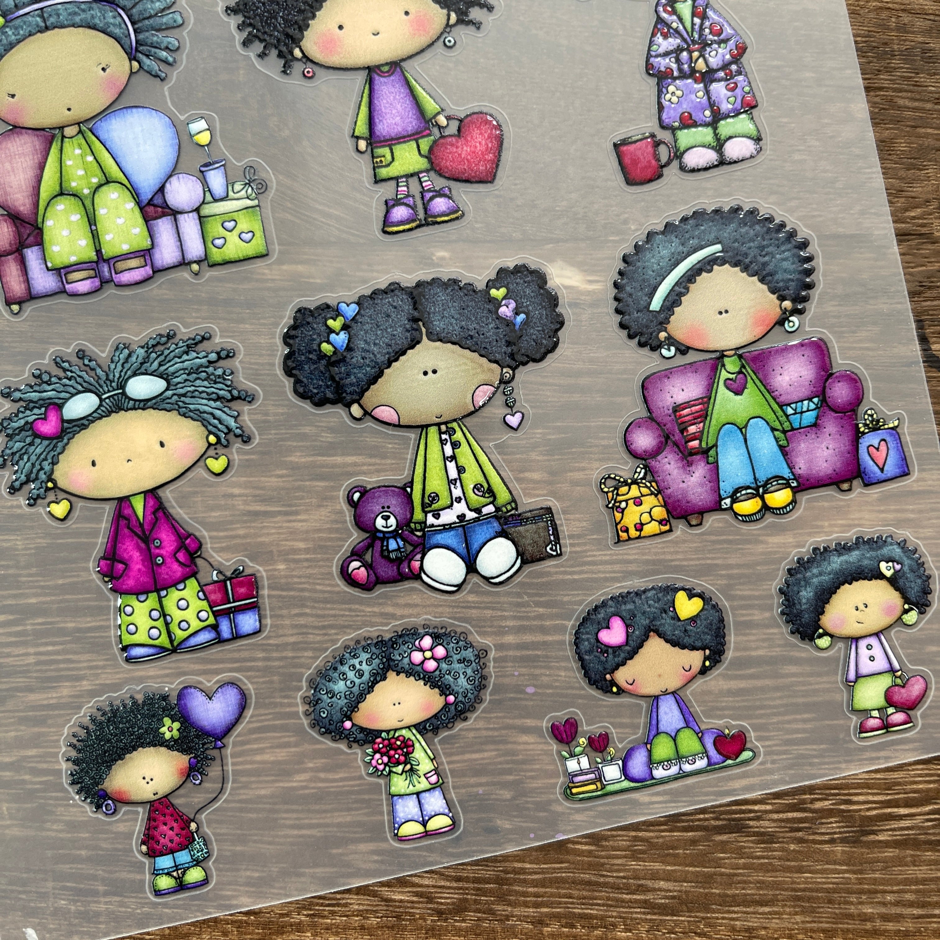 3D Cute little girl PET Sticker 1 Pcs