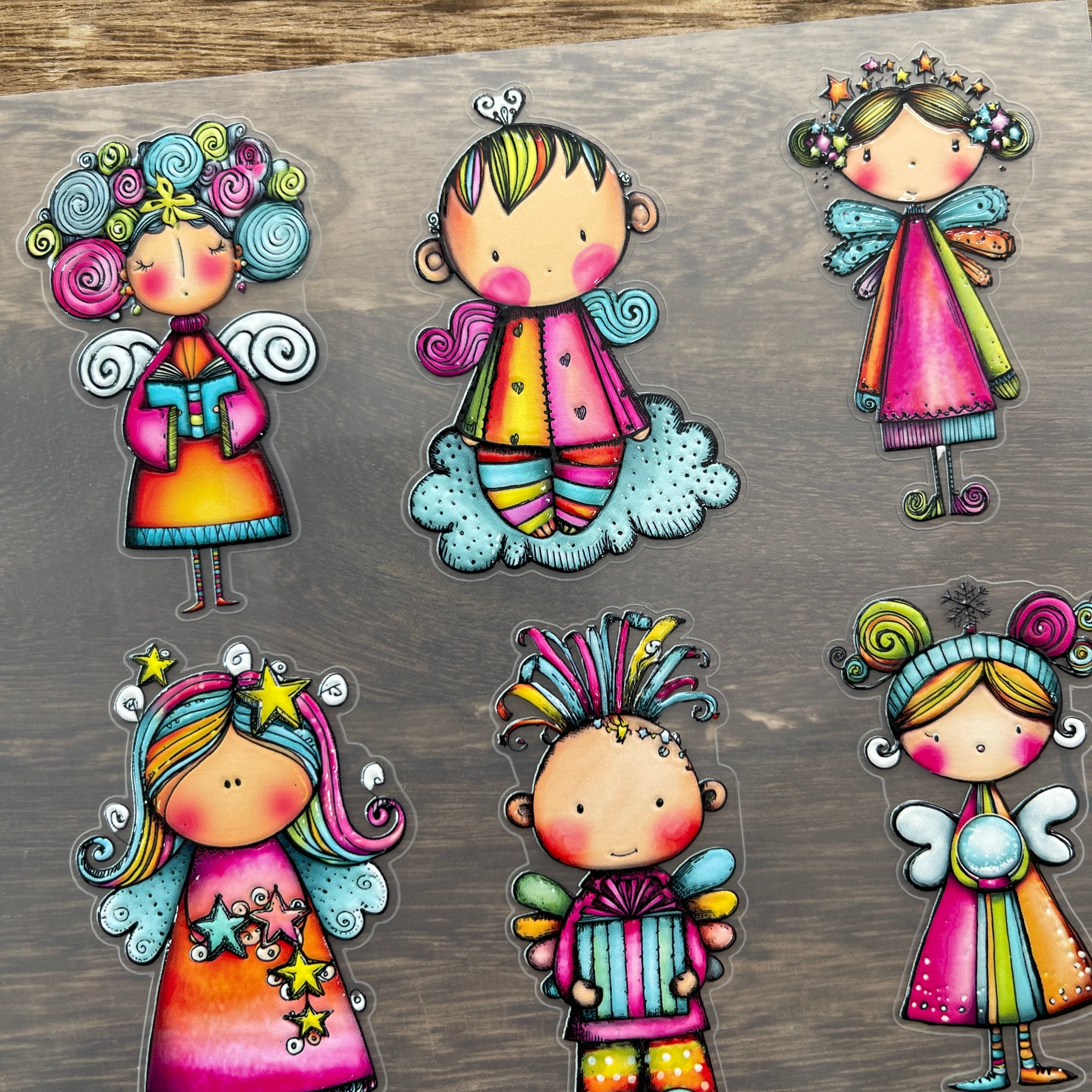 3D Colorful elf PET Sticker 1 Pcs