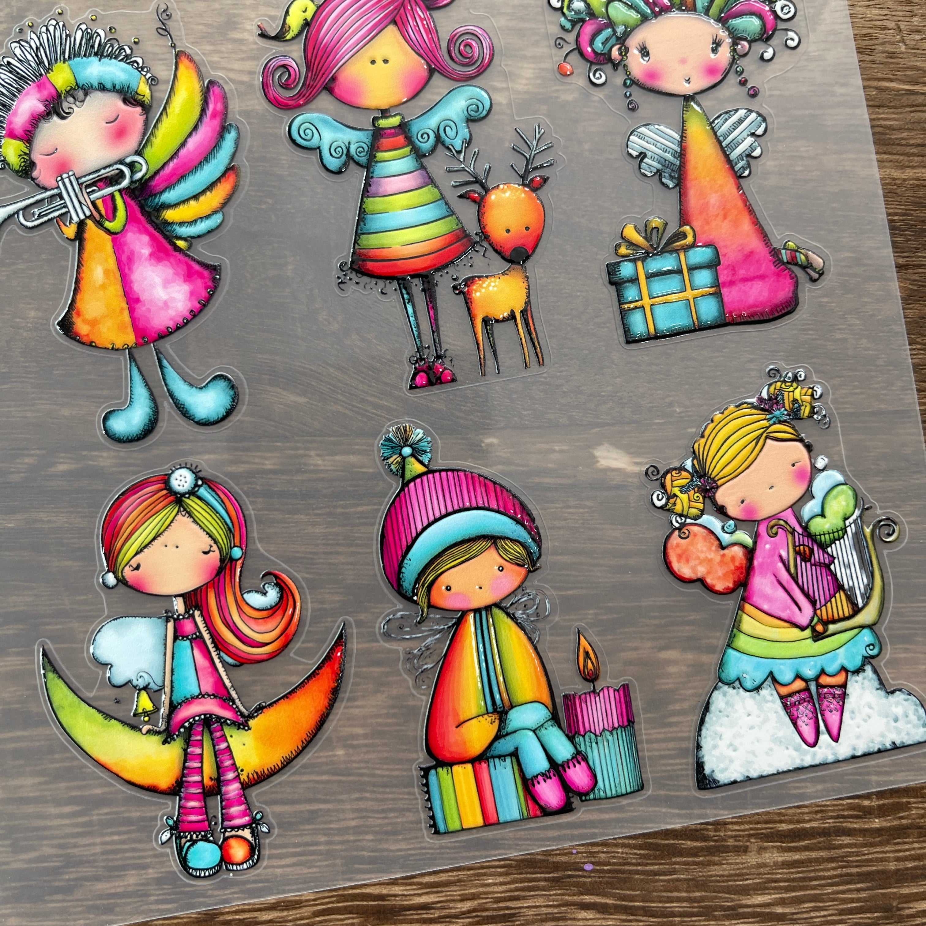 3D Colorful elf PET Sticker 1 Pcs