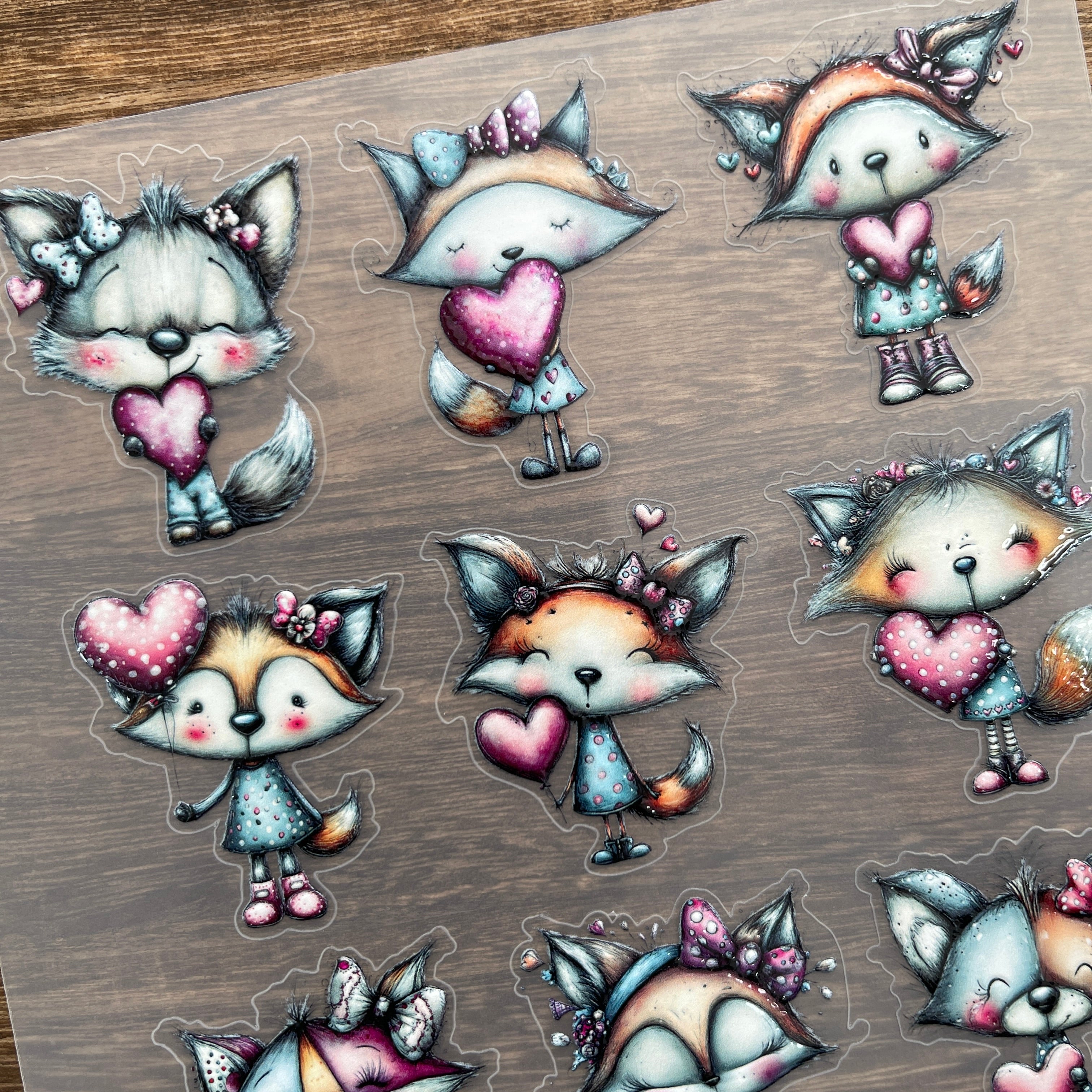 3D Cartoon fox PET Sticker 1 Pcs
