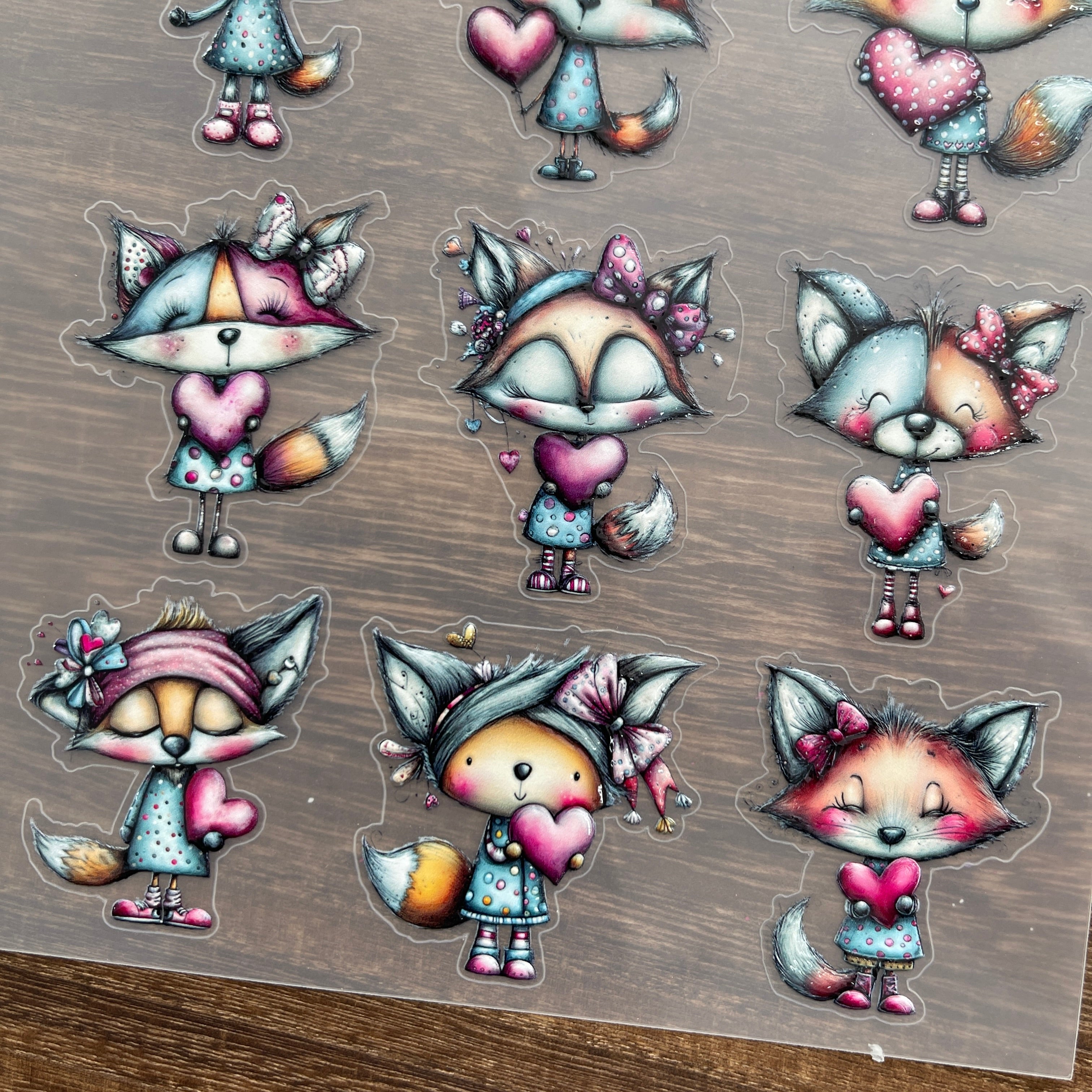 3D Cartoon fox PET Sticker 1 Pcs