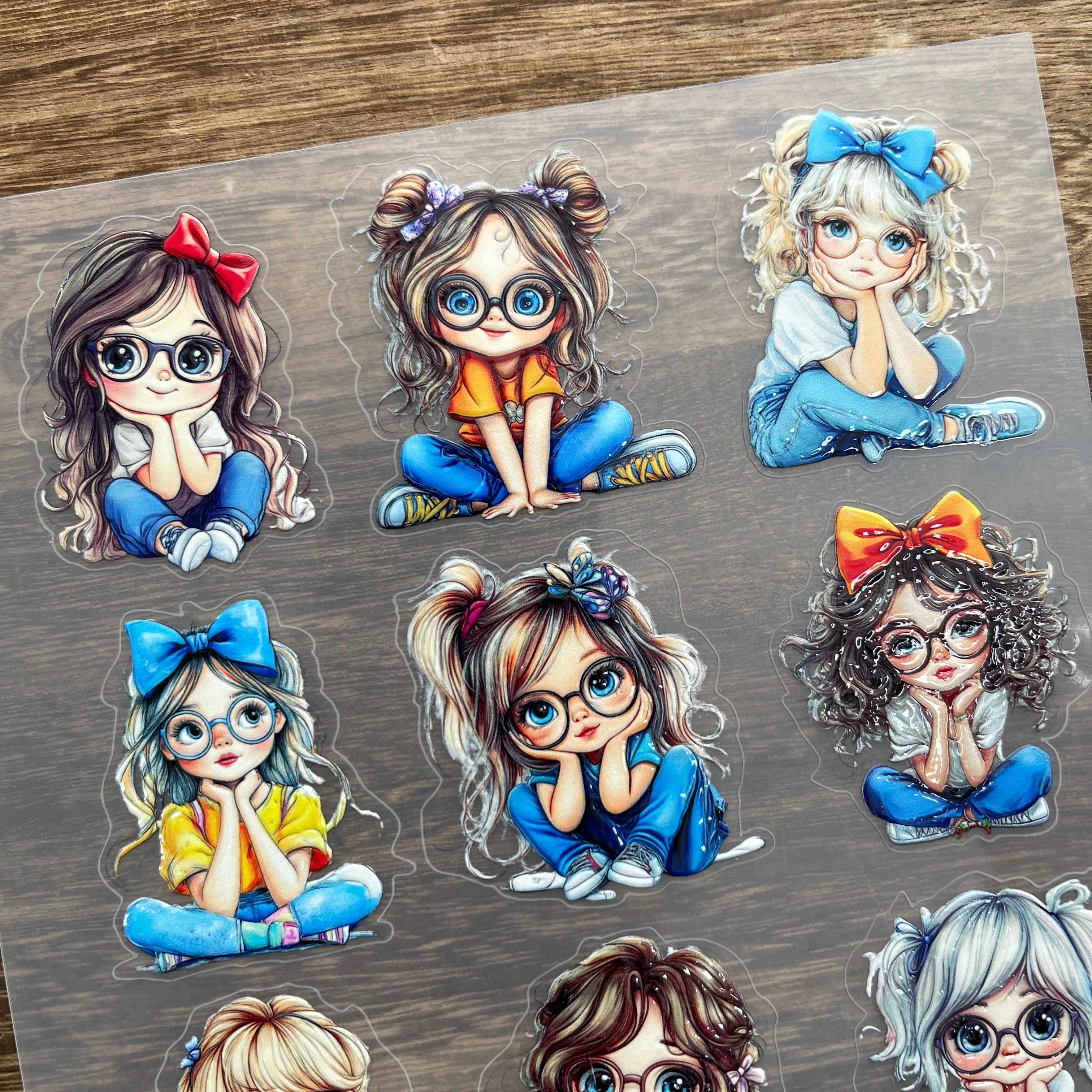 3D Playful girl PET Sticker 1 Pcs