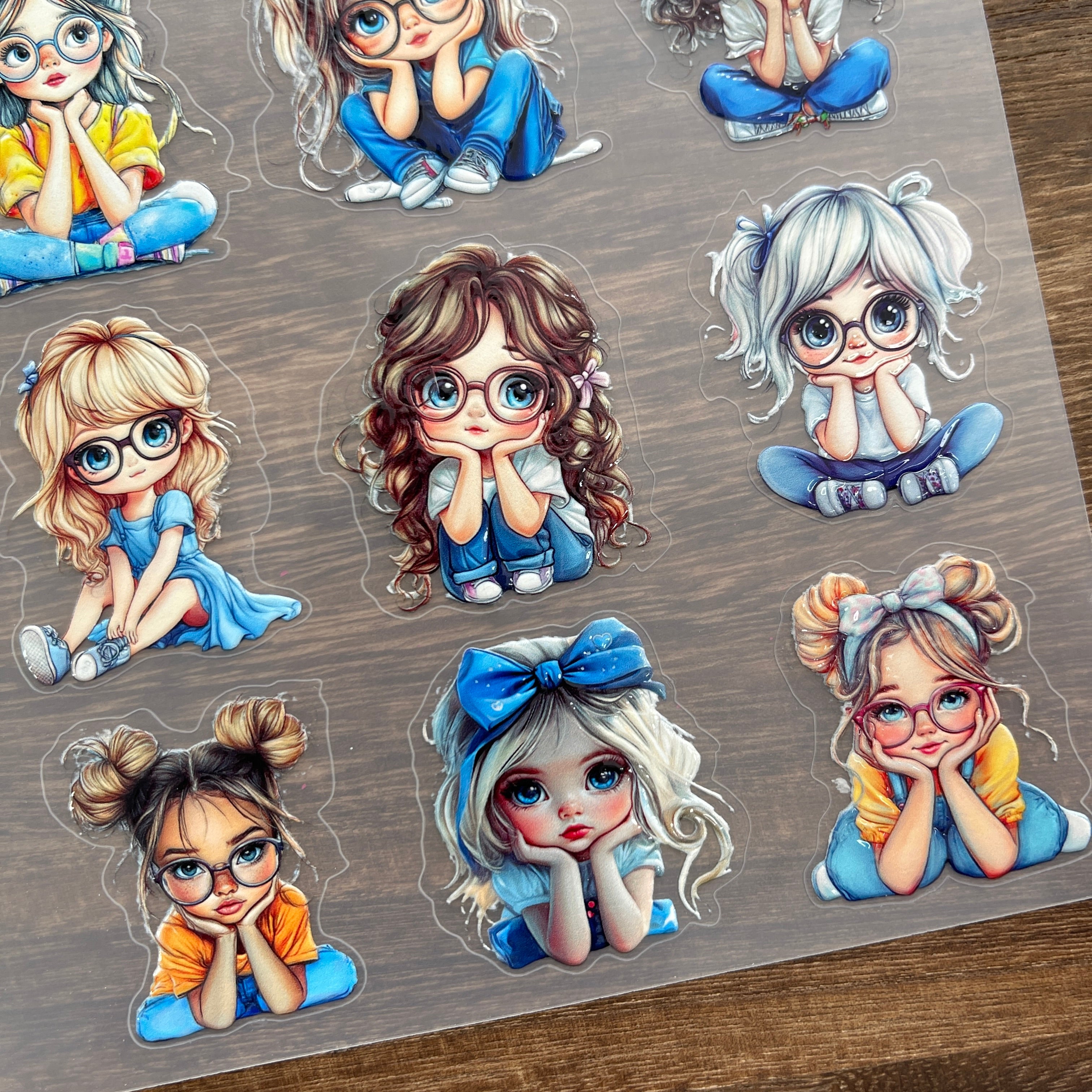 3D Playful girl PET Sticker 1 Pcs