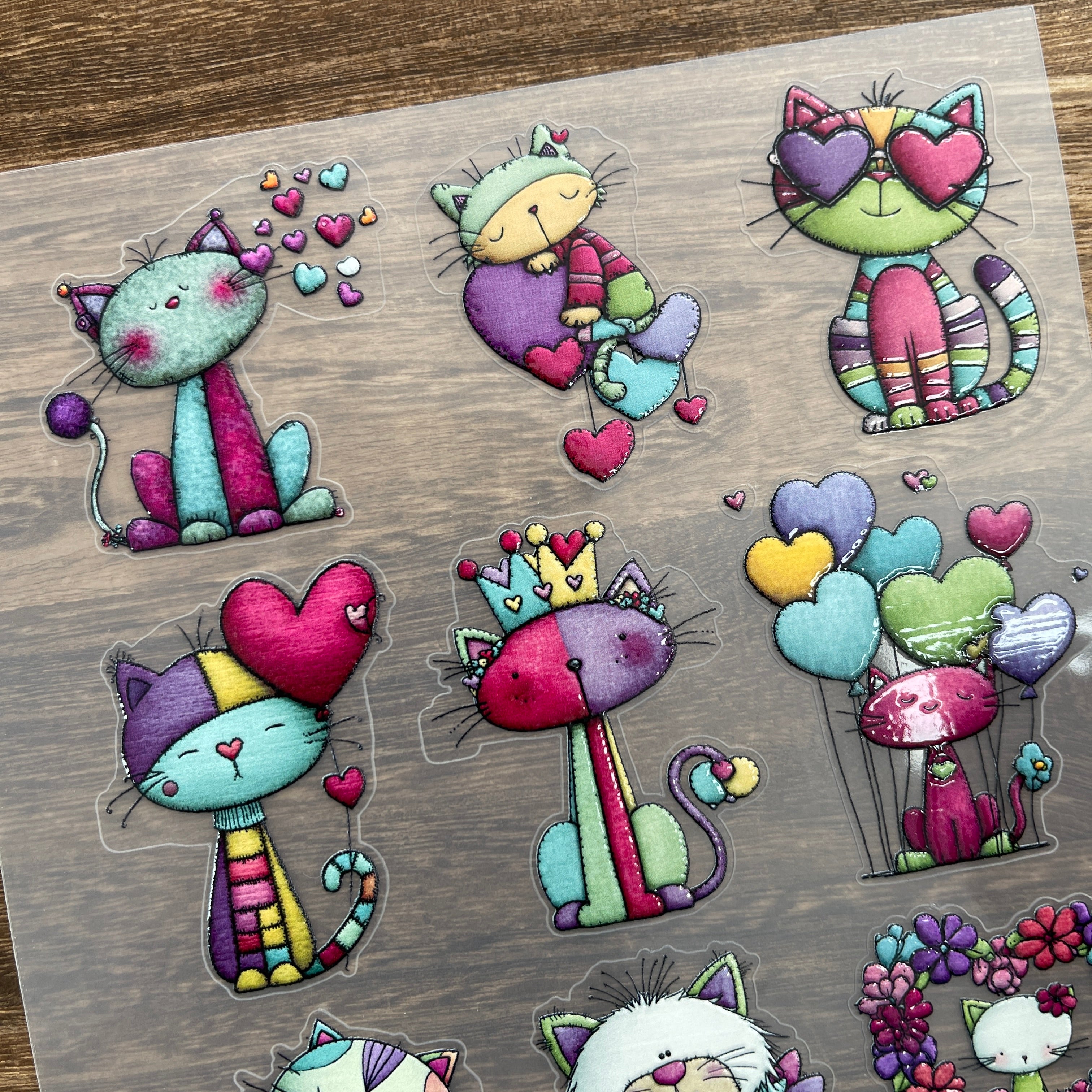 3D Valentine's Day Cat PET Sticker 1 Pcs