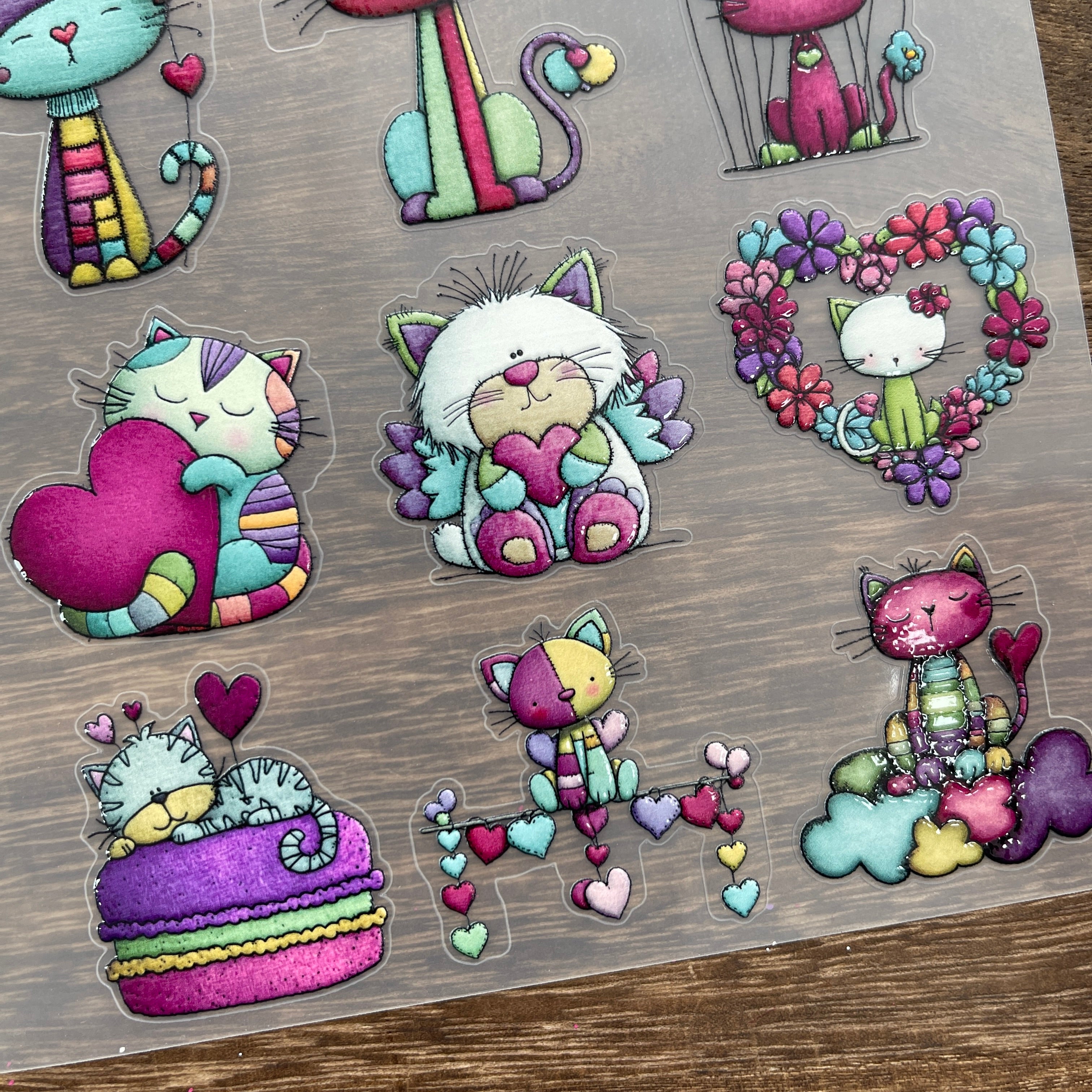 3D Valentine's Day Cat PET Sticker 1 Pcs