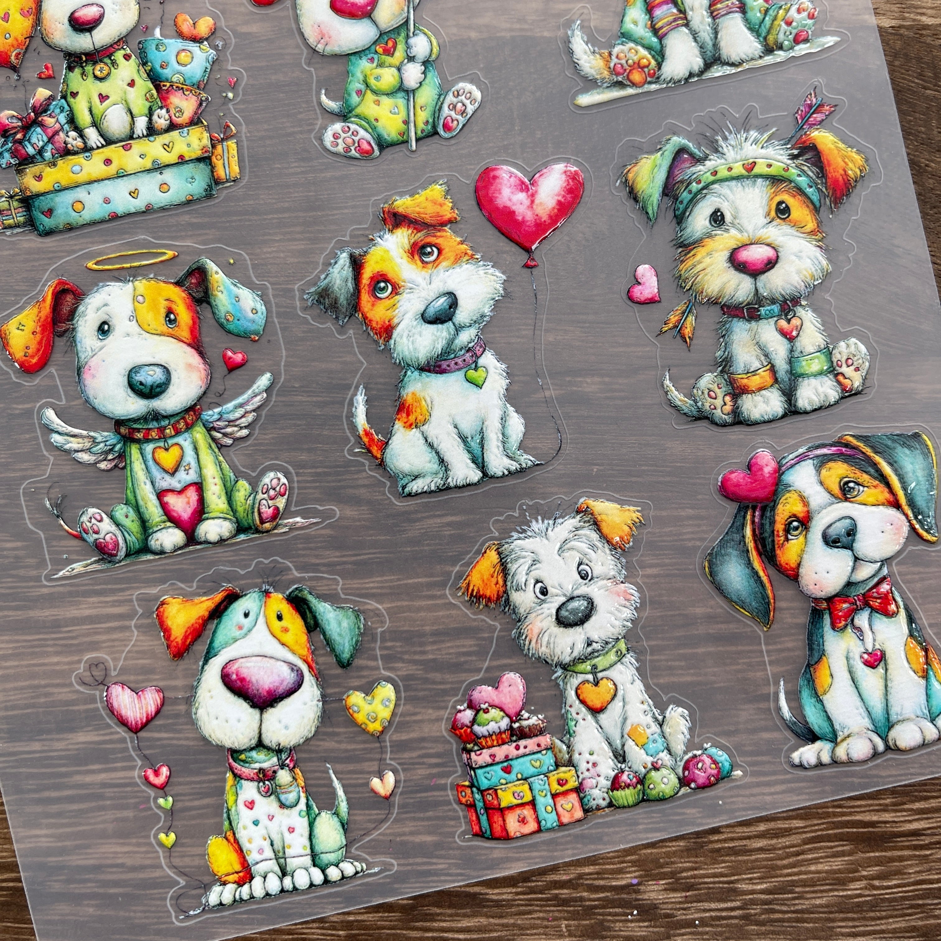 3D Valentine puppy PET Sticker 1 Pcs