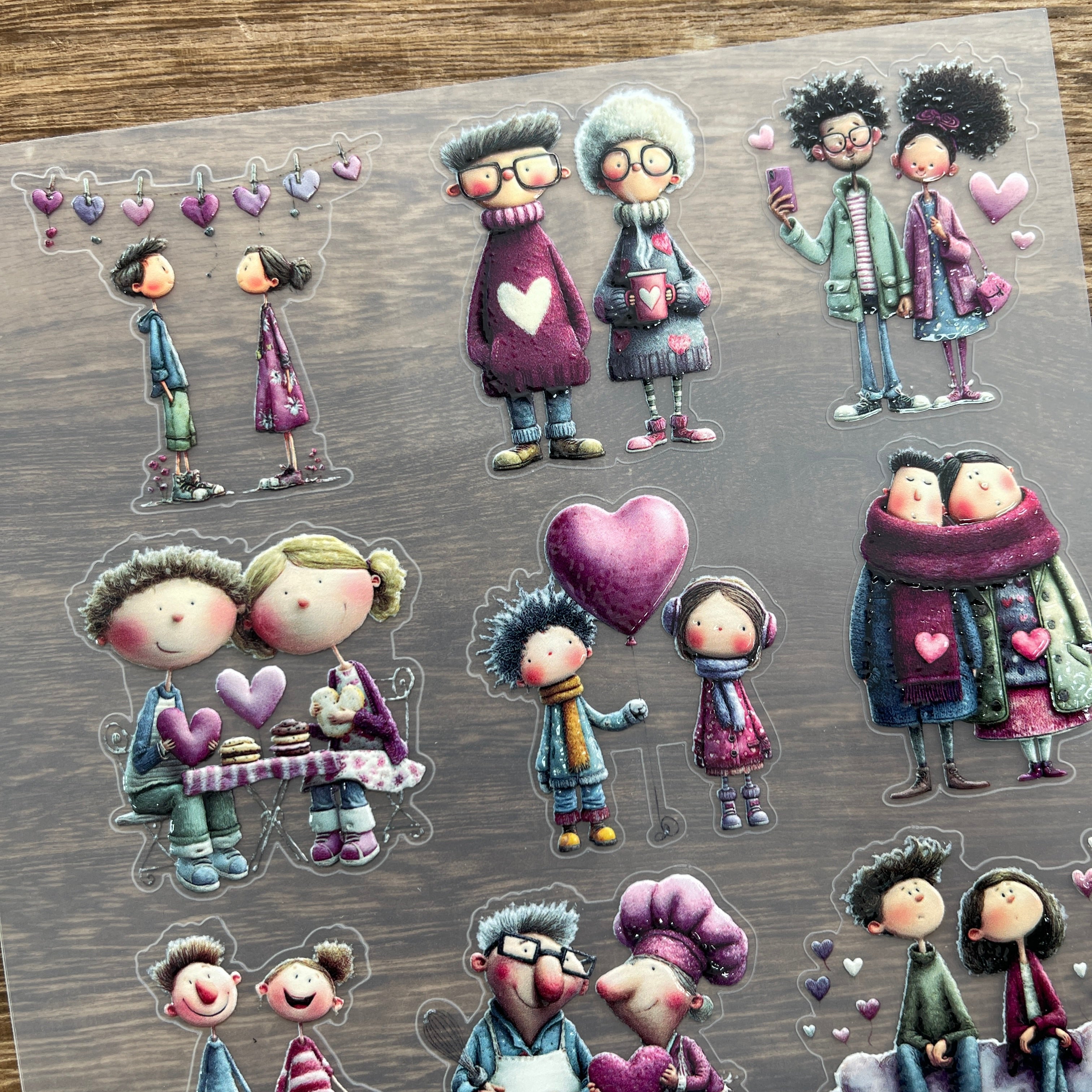 3D Valentine's Day Couple PET Sticker 1 Pcs