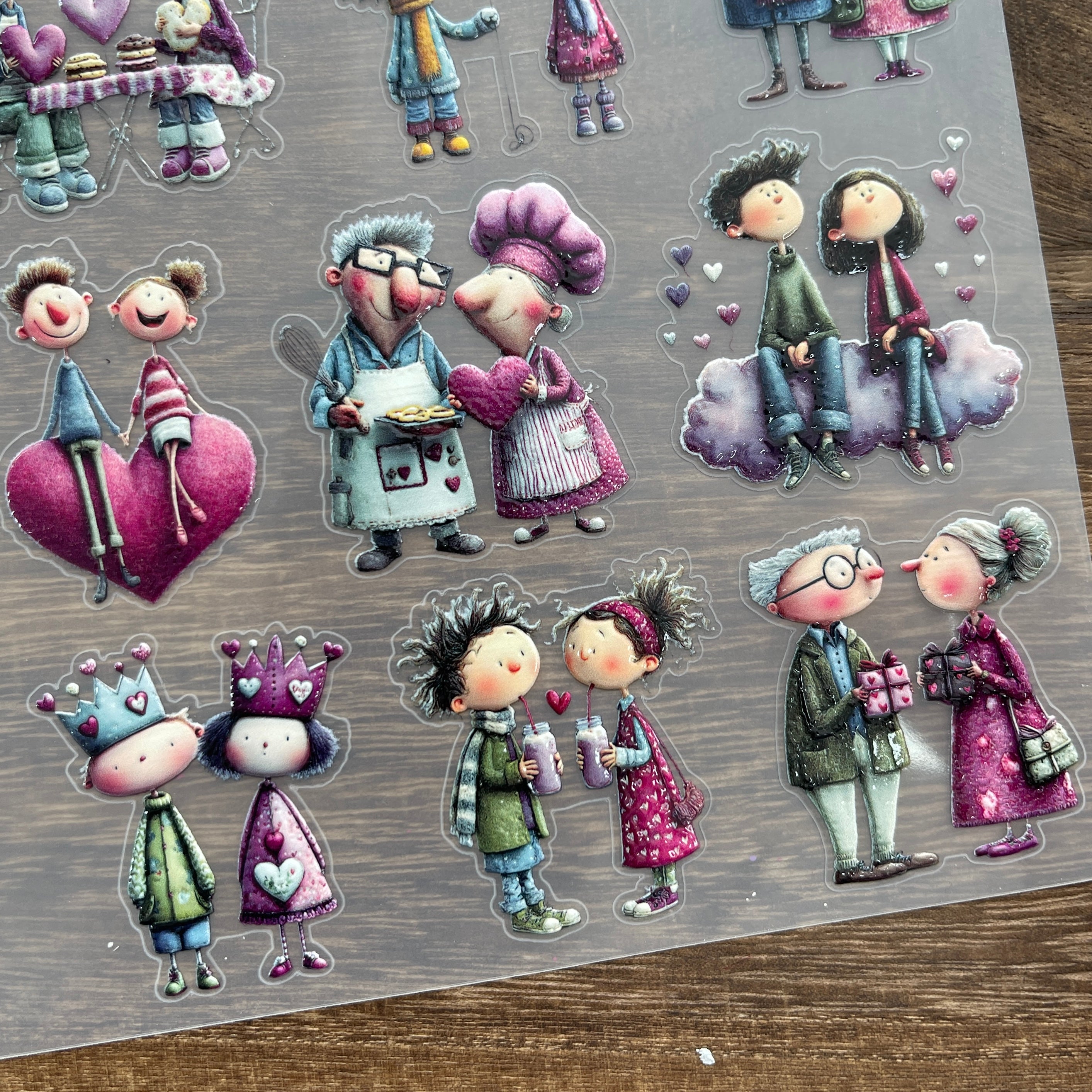 3D Valentine's Day Couple PET Sticker 1 Pcs