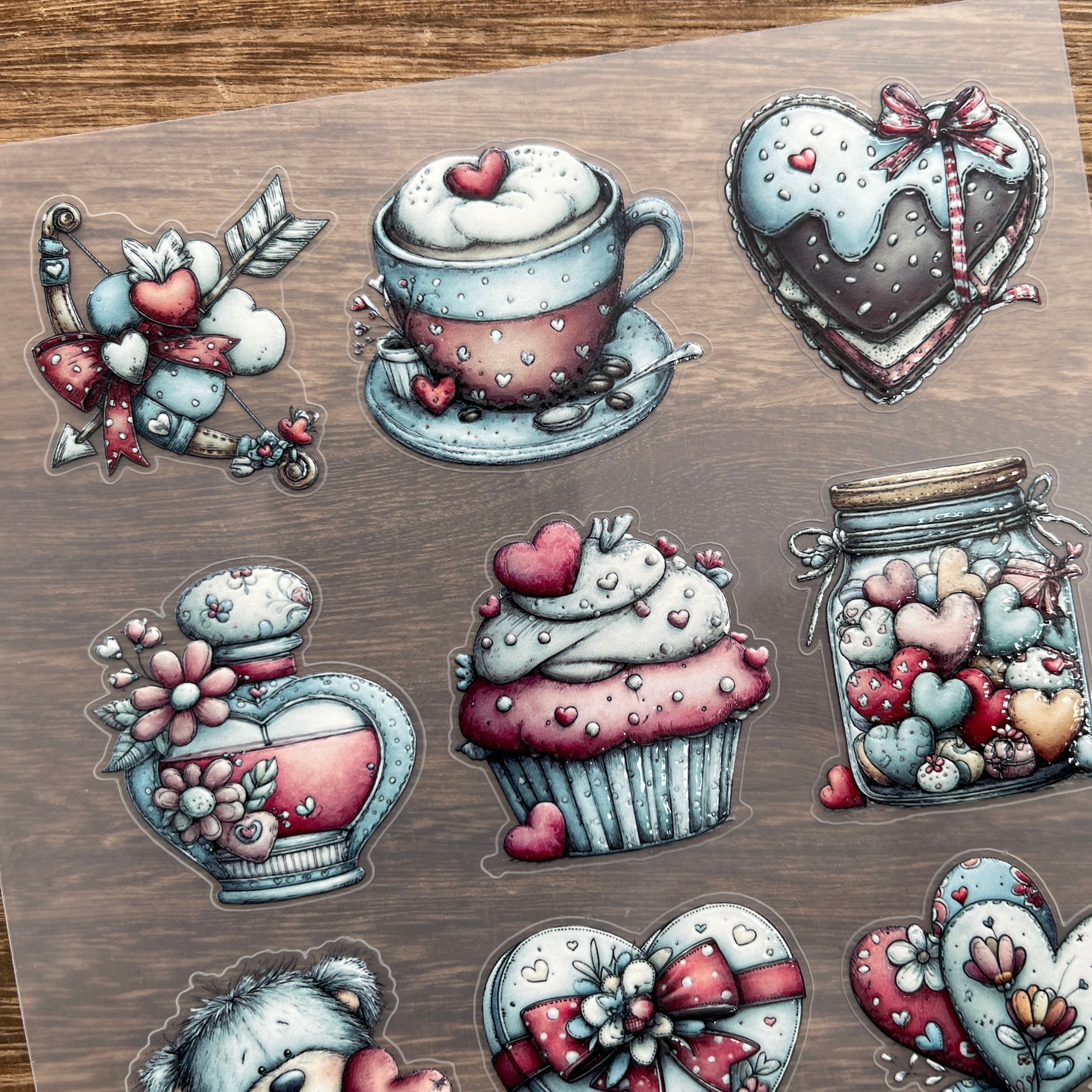 3D Valentine's Day gift PET Sticker 1 Pcs