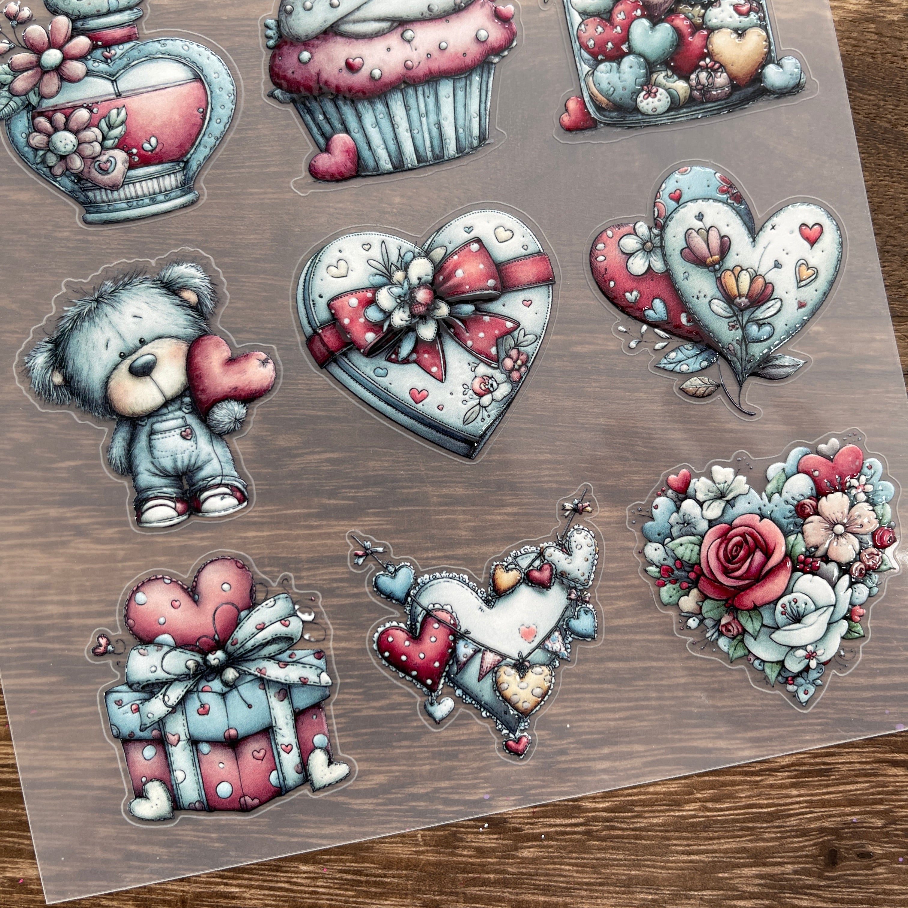 3D Valentine's Day gift PET Sticker 1 Pcs