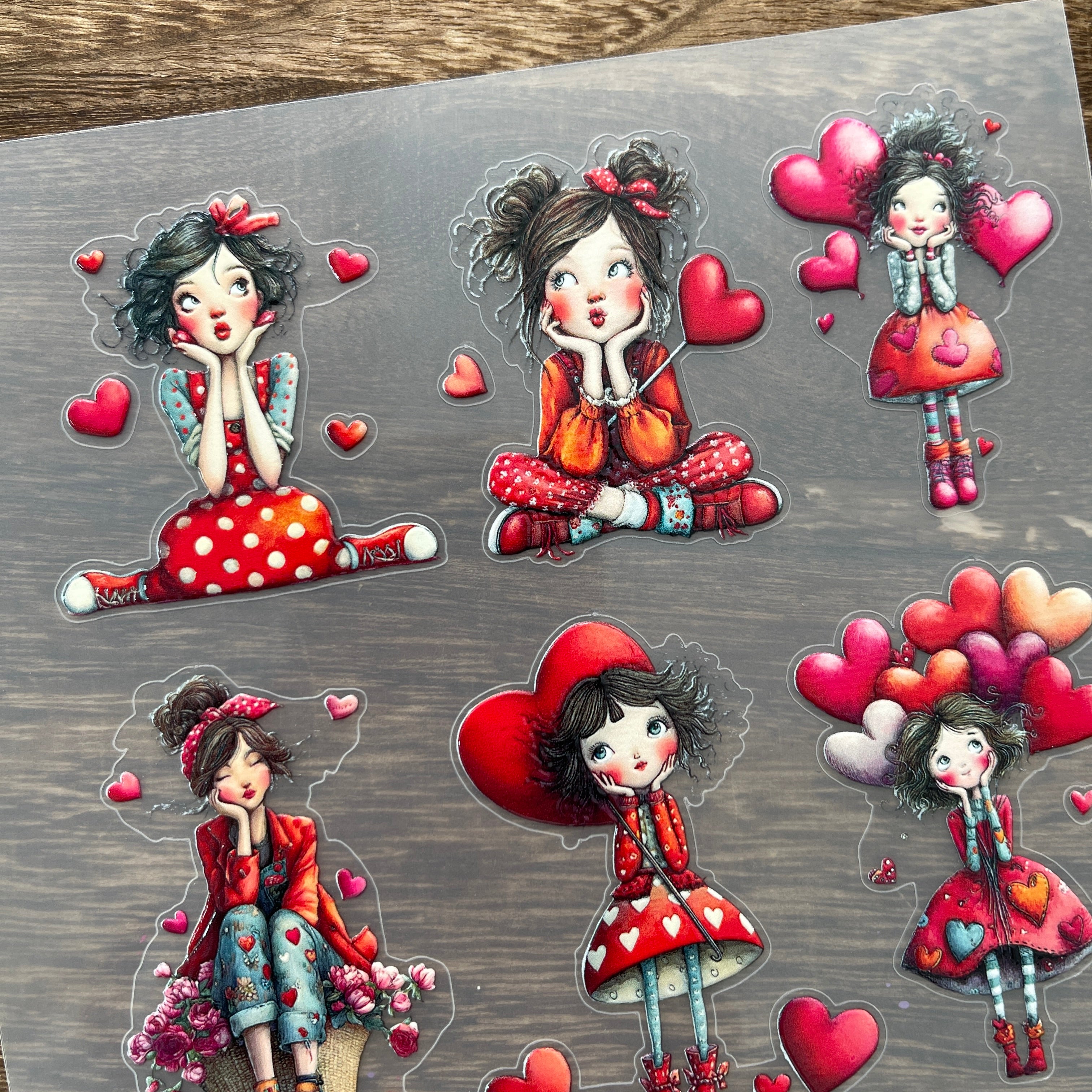 3D Red valentine's day PET Sticker 1 Pcs