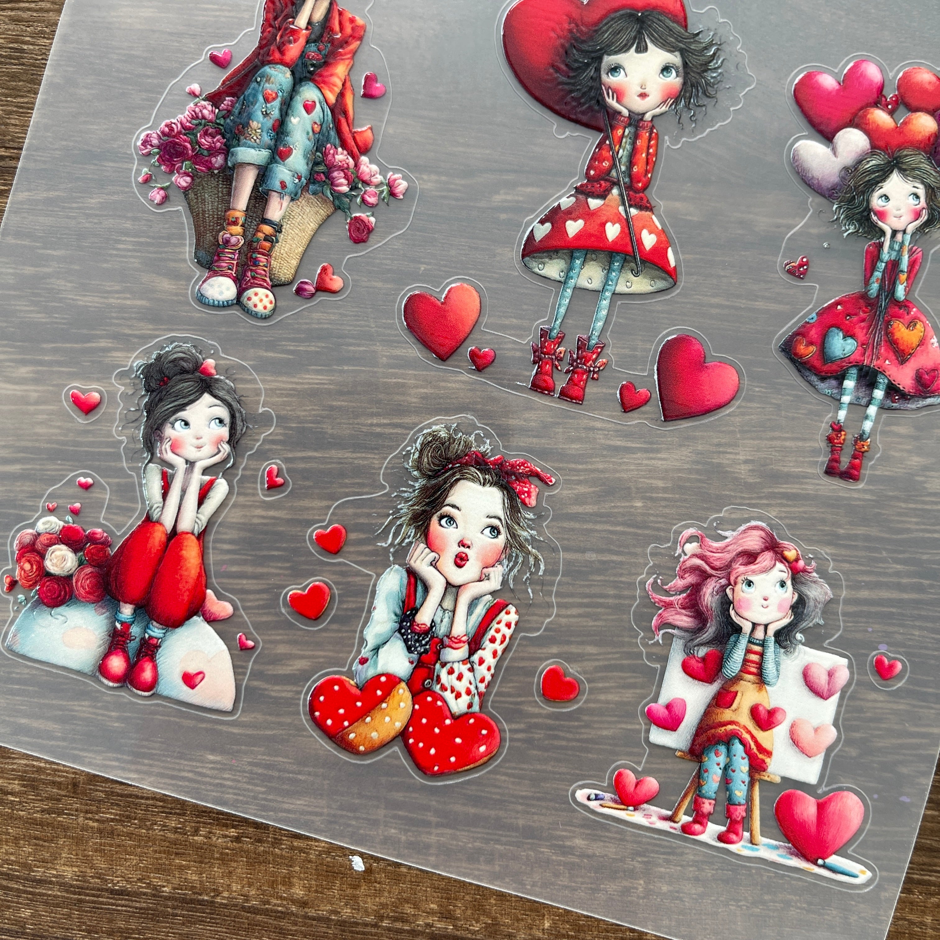 3D Red valentine's day PET Sticker 1 Pcs