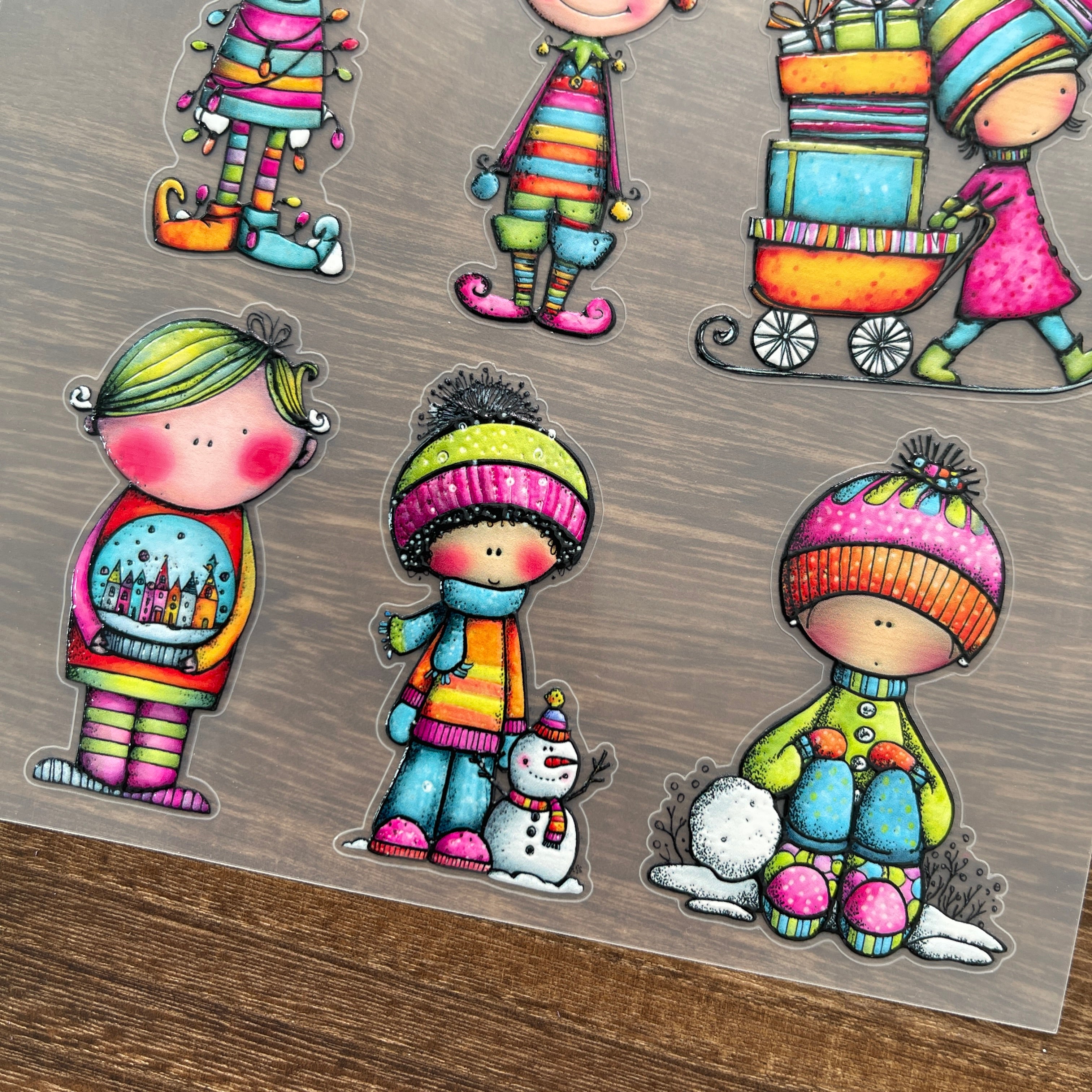 3D Colorful Christmas boy PET Sticker 1 Pcs