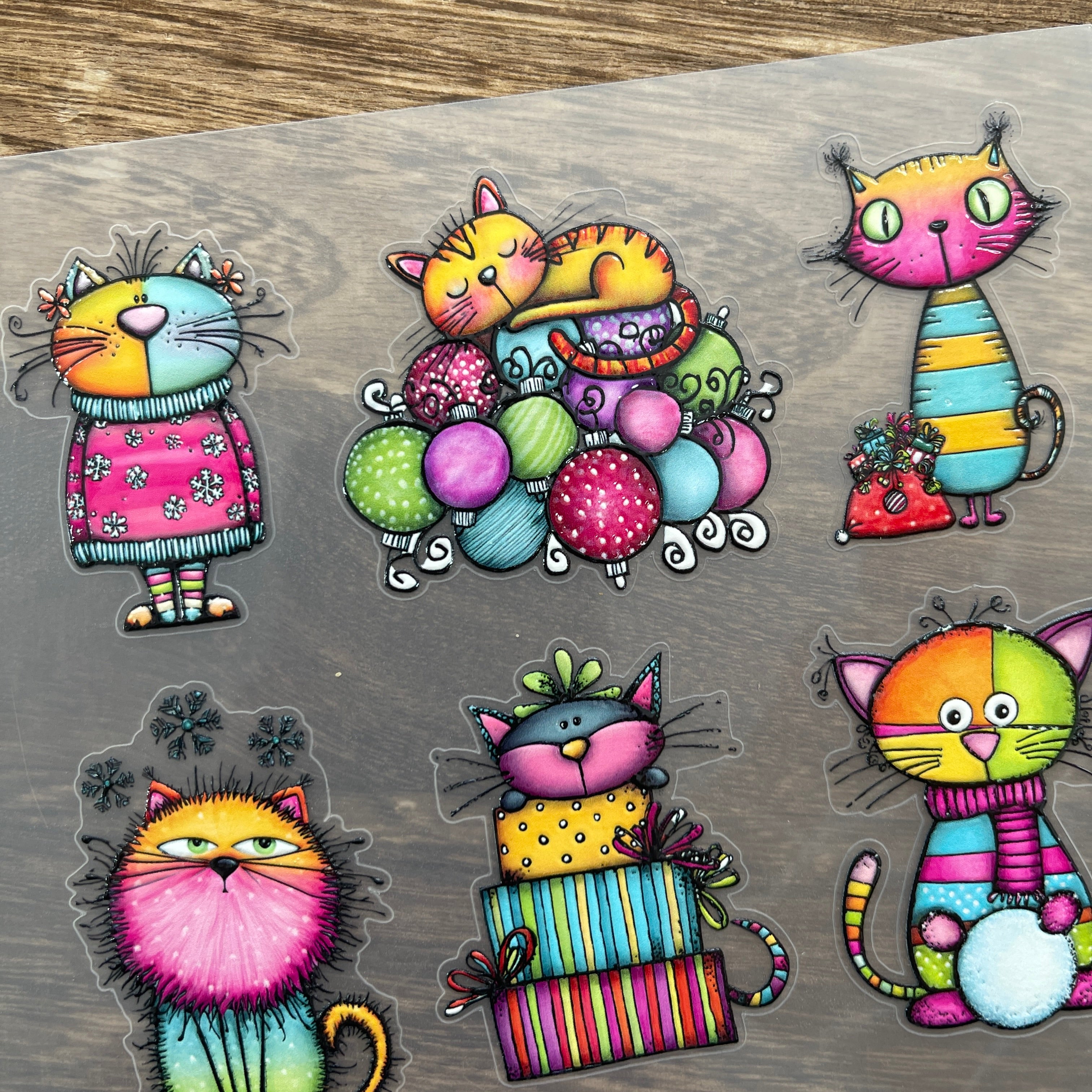 3D Colorful cats PET Sticker 1 Pcs
