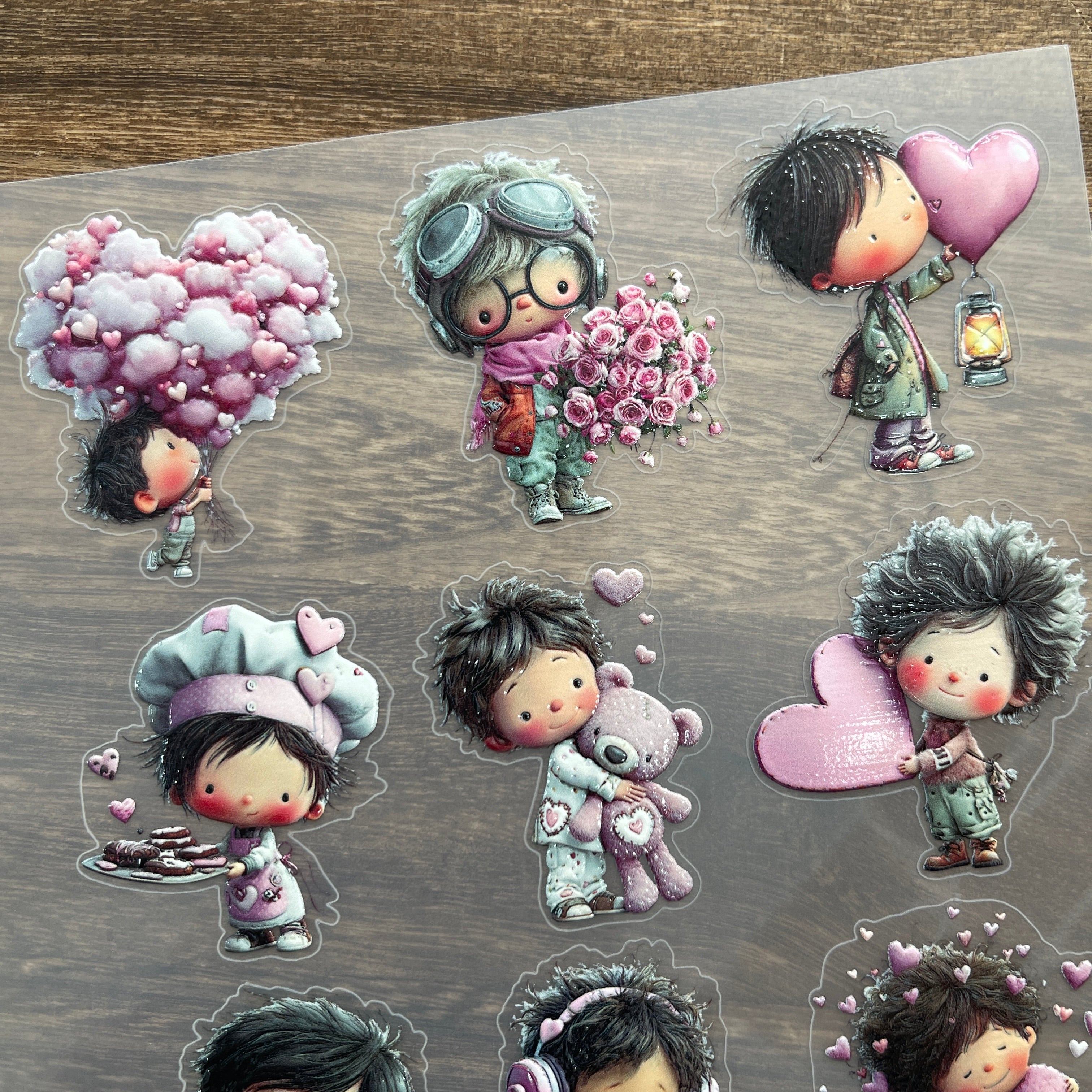 3D Valentine boy PET Sticker 1 Pcs