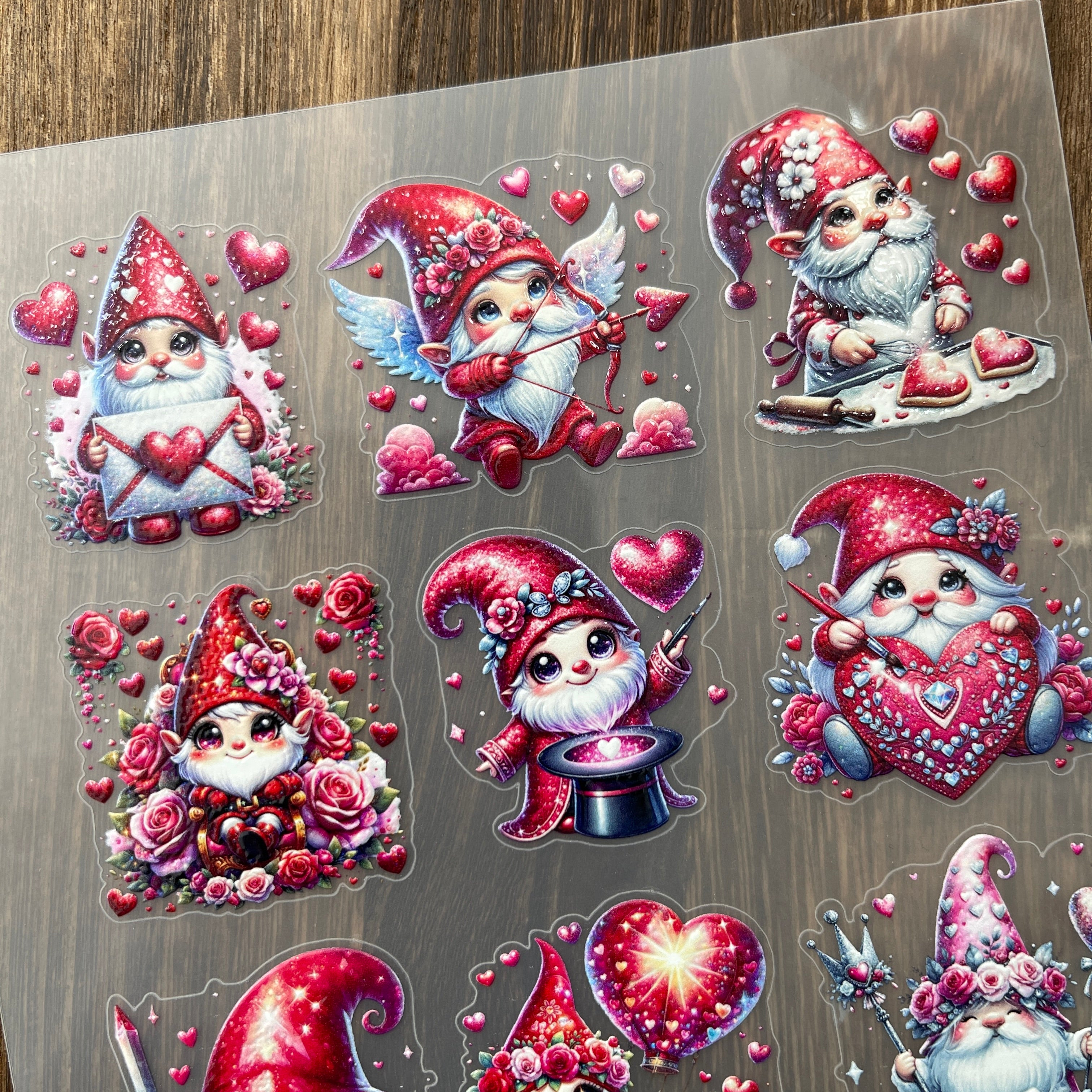 3D Valentine's Day Gnome PET Sticker 1 Pcs