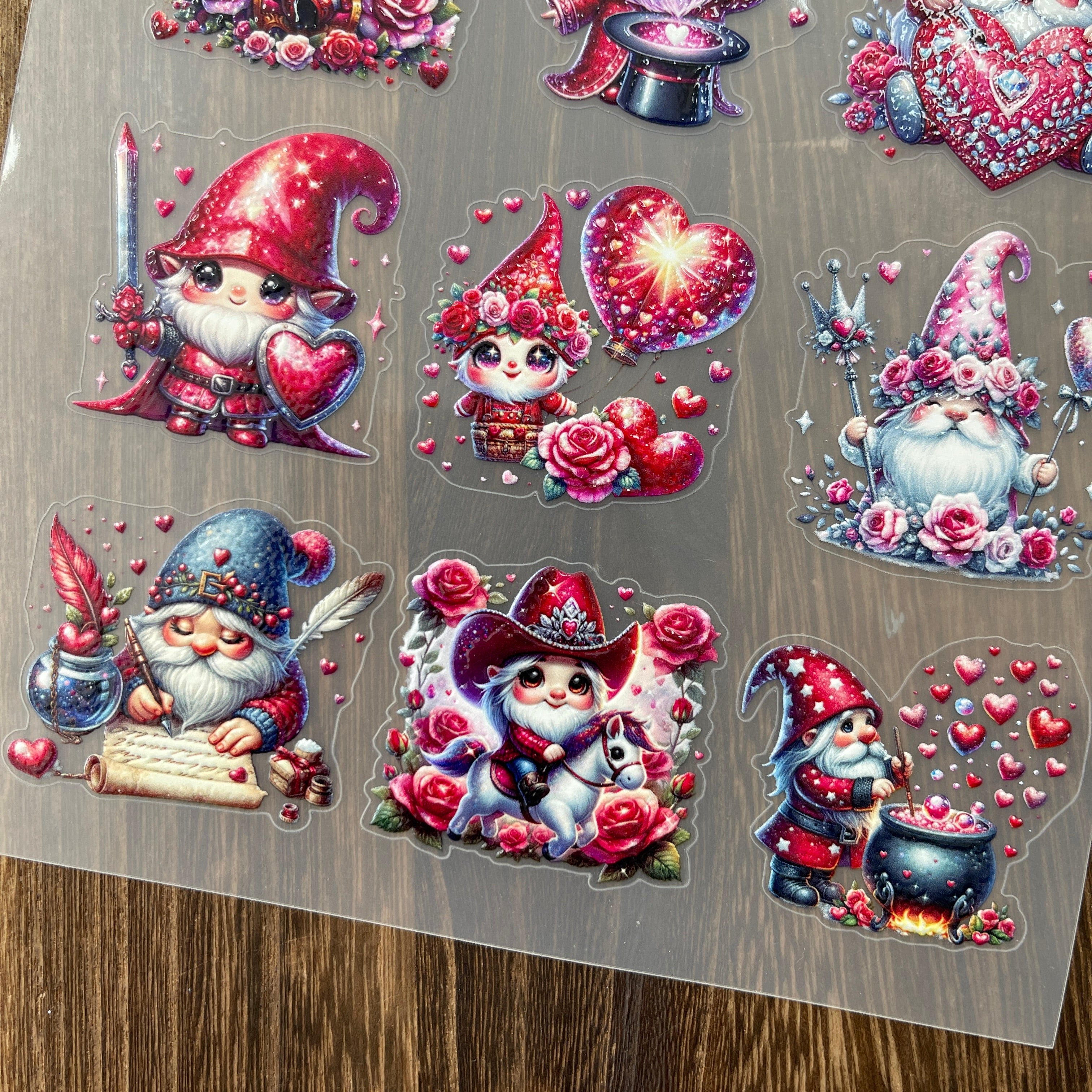 3D Valentine's Day Gnome PET Sticker 1 Pcs