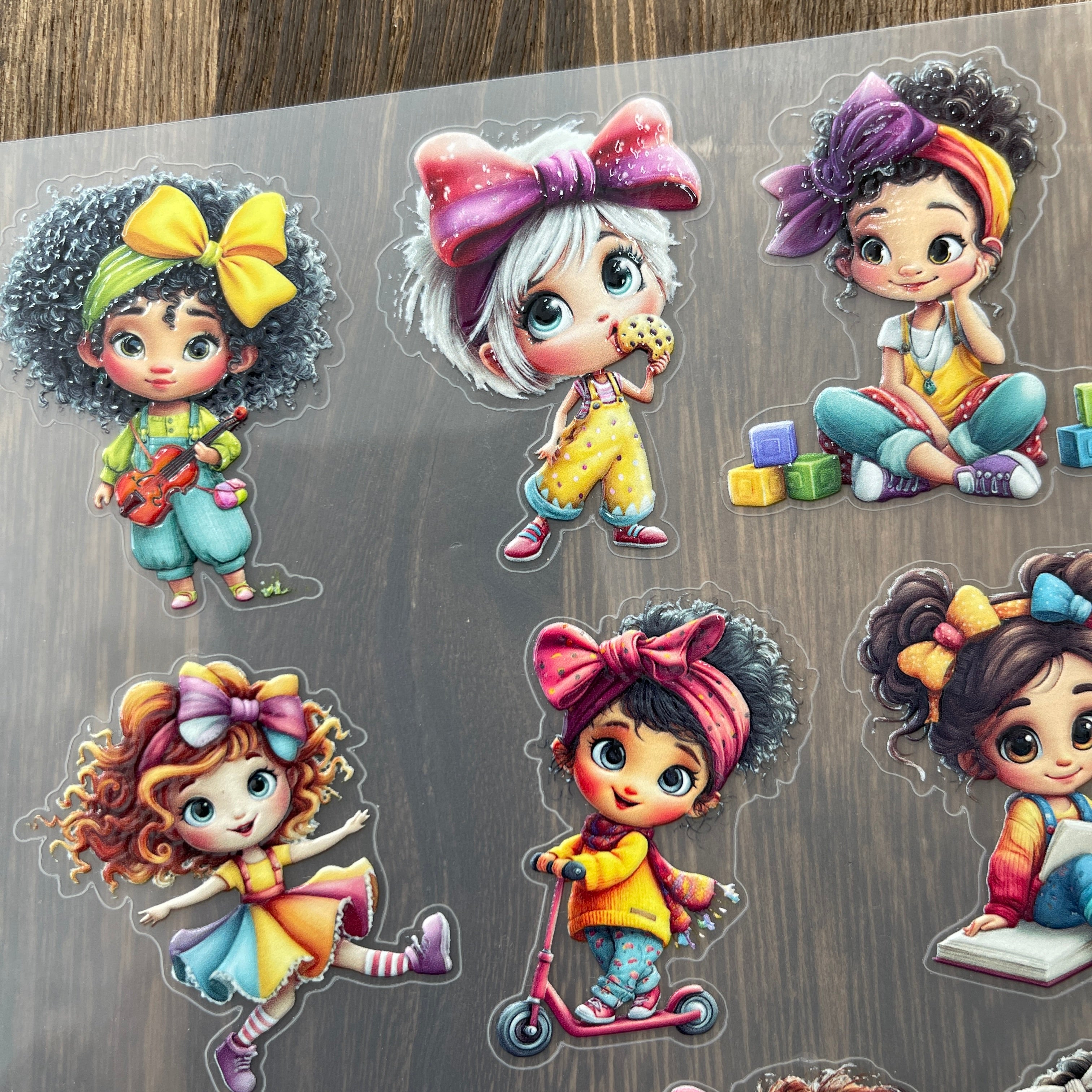 3D Bow girl PET Sticker 1 Pcs