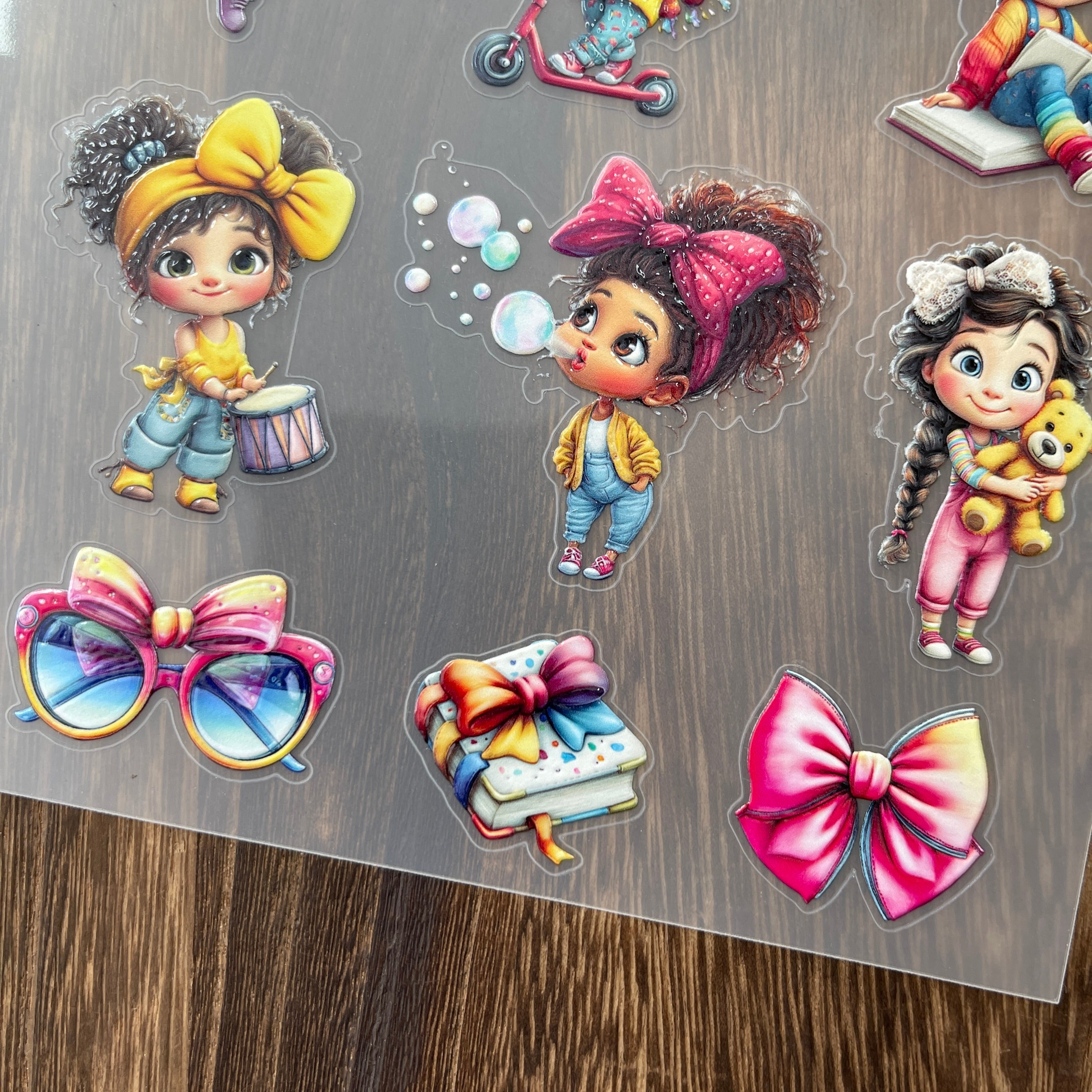 3D Bow girl PET Sticker 1 Pcs