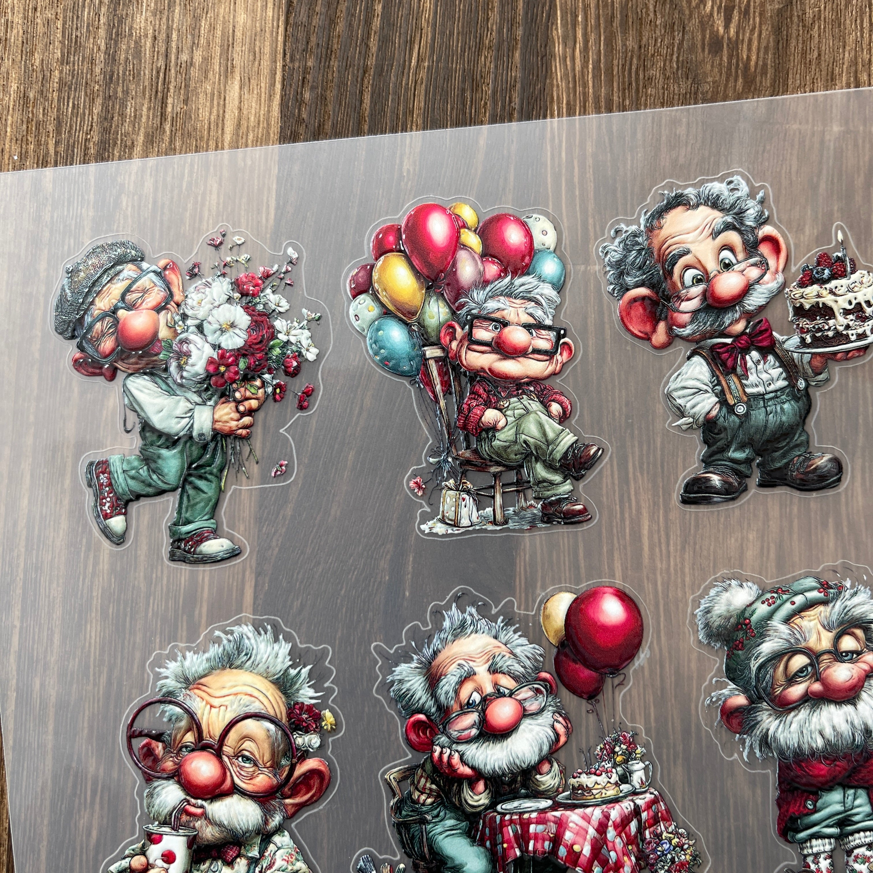 3D Funny grandpa PET Sticker 1 Pcs
