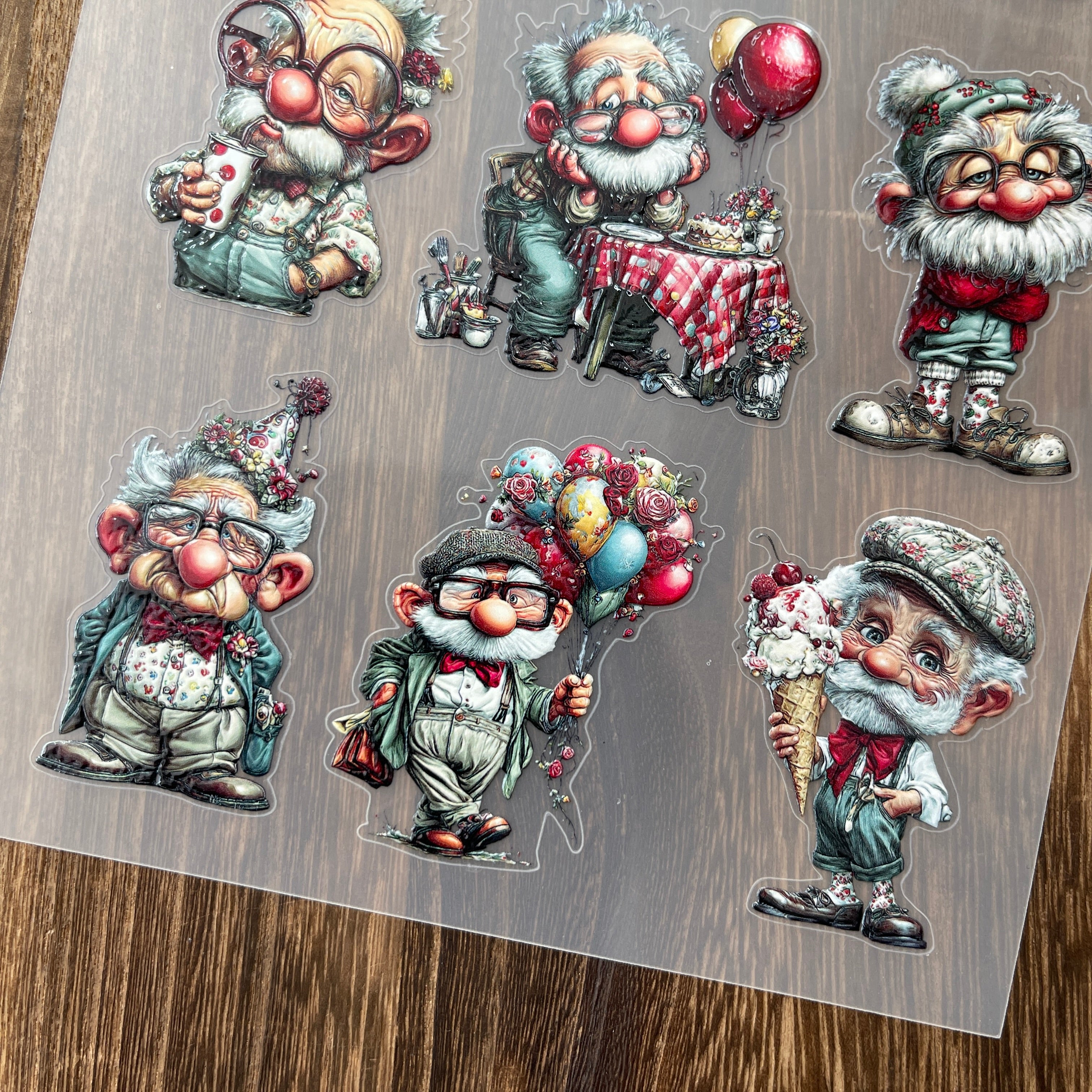 3D Funny grandpa PET Sticker 1 Pcs