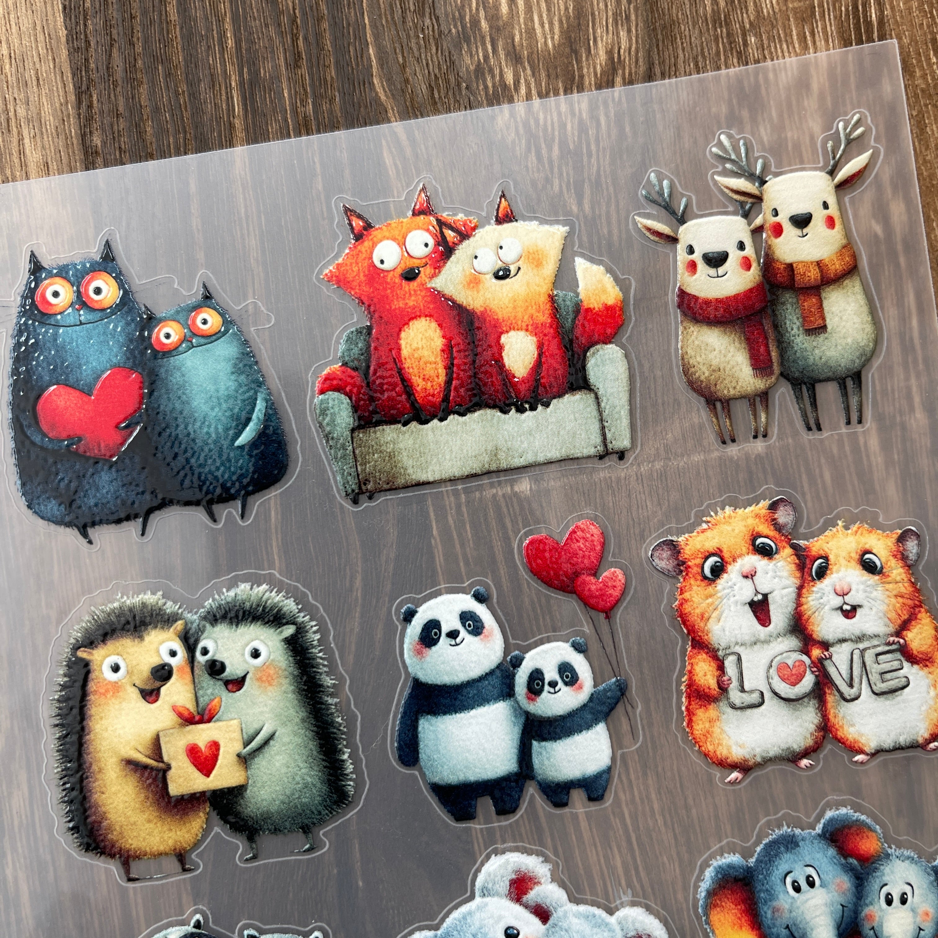 3D Animal couple PET Sticker 1 Pcs