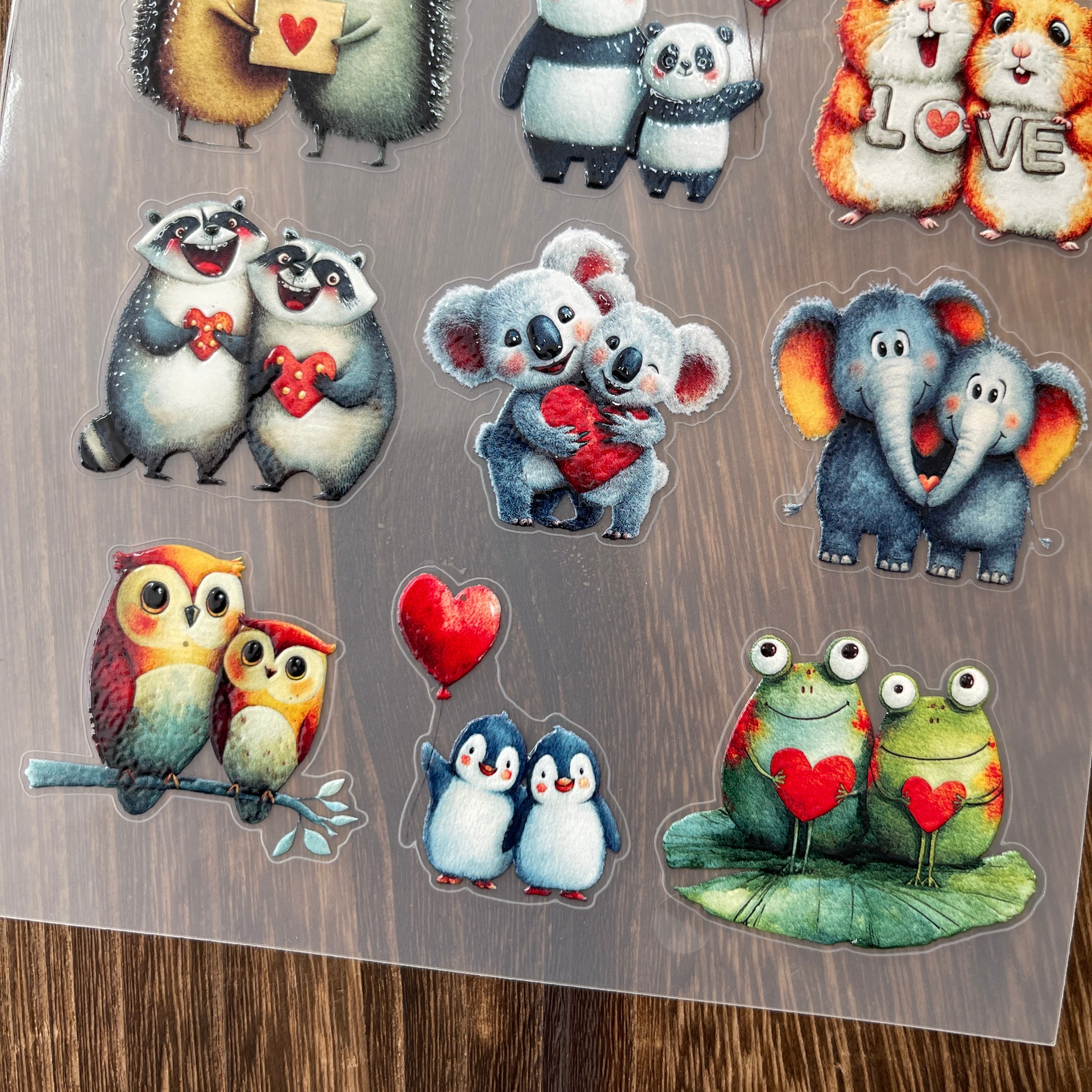 3D Animal couple PET Sticker 1 Pcs