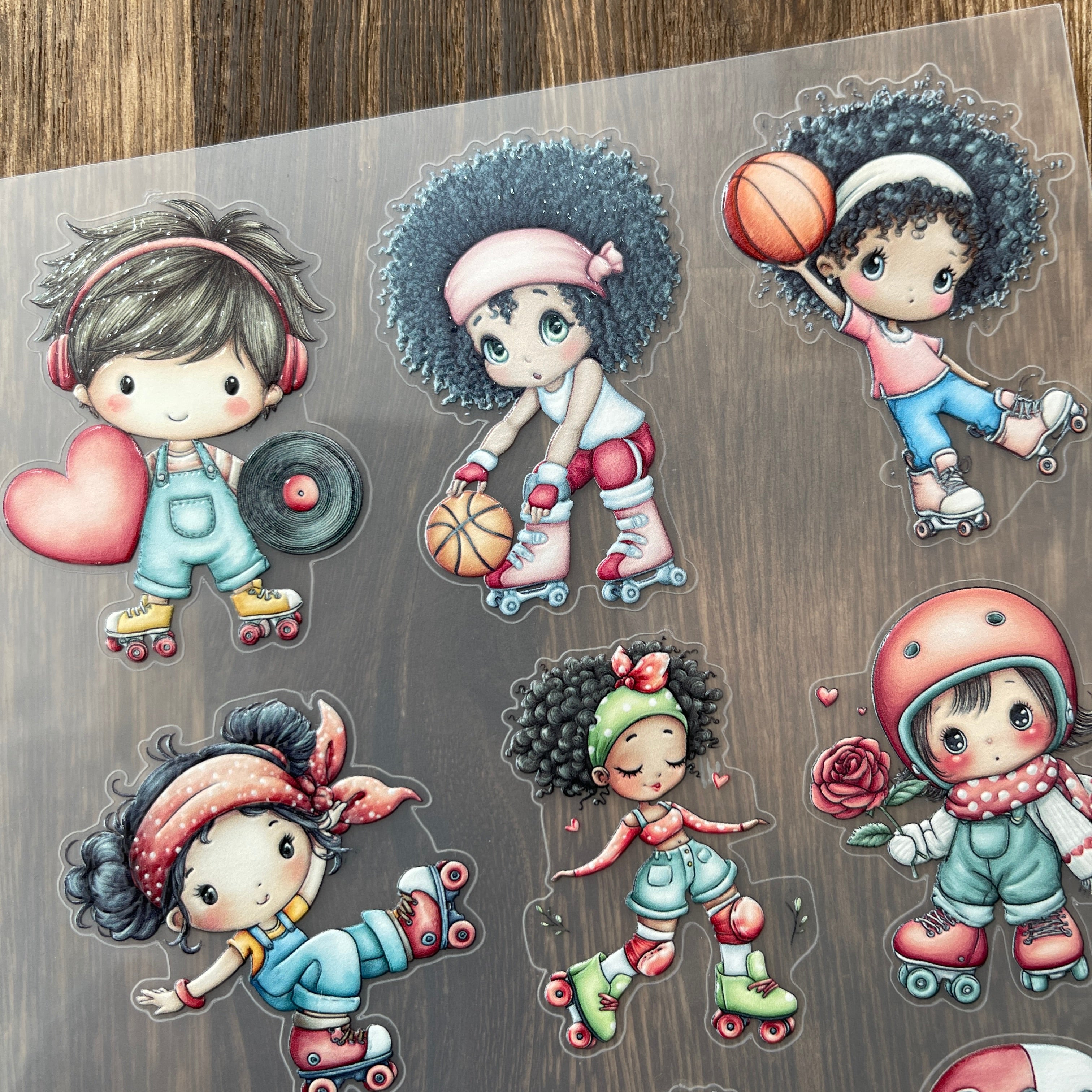 3D Roller skating PET Sticker 1 Pcs