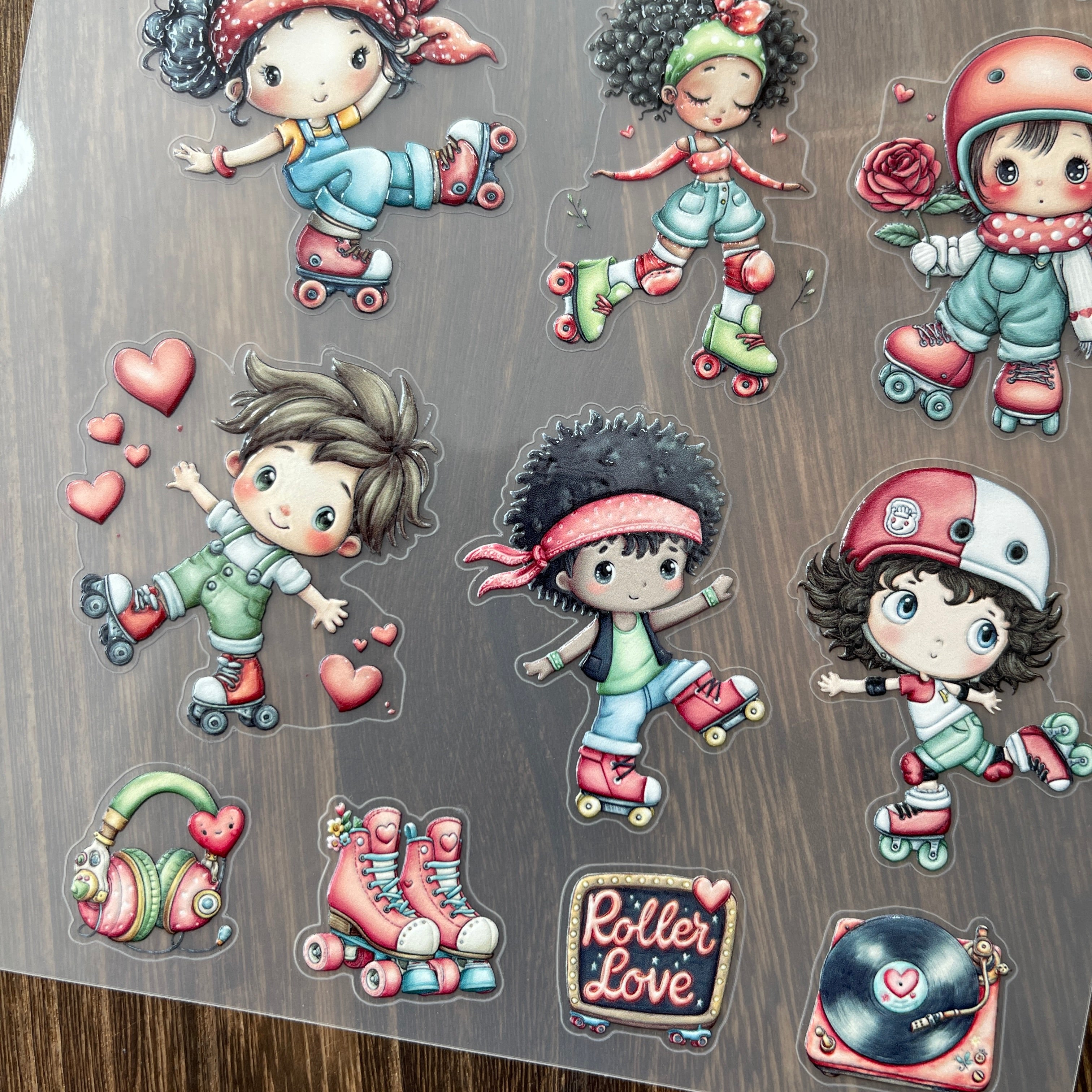 3D Roller skating PET Sticker 1 Pcs