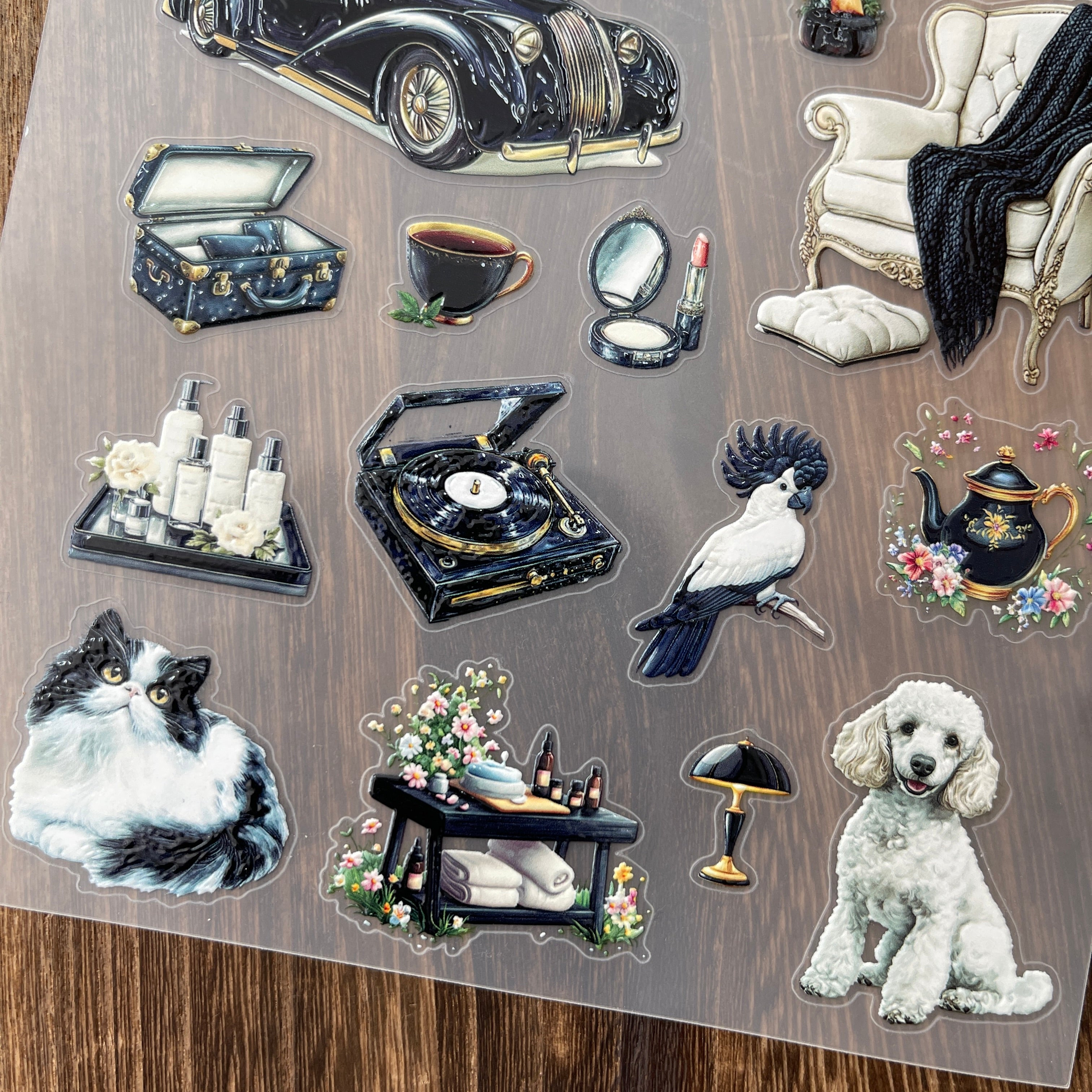 3D Black and white series PET Sticker 1 Pcs