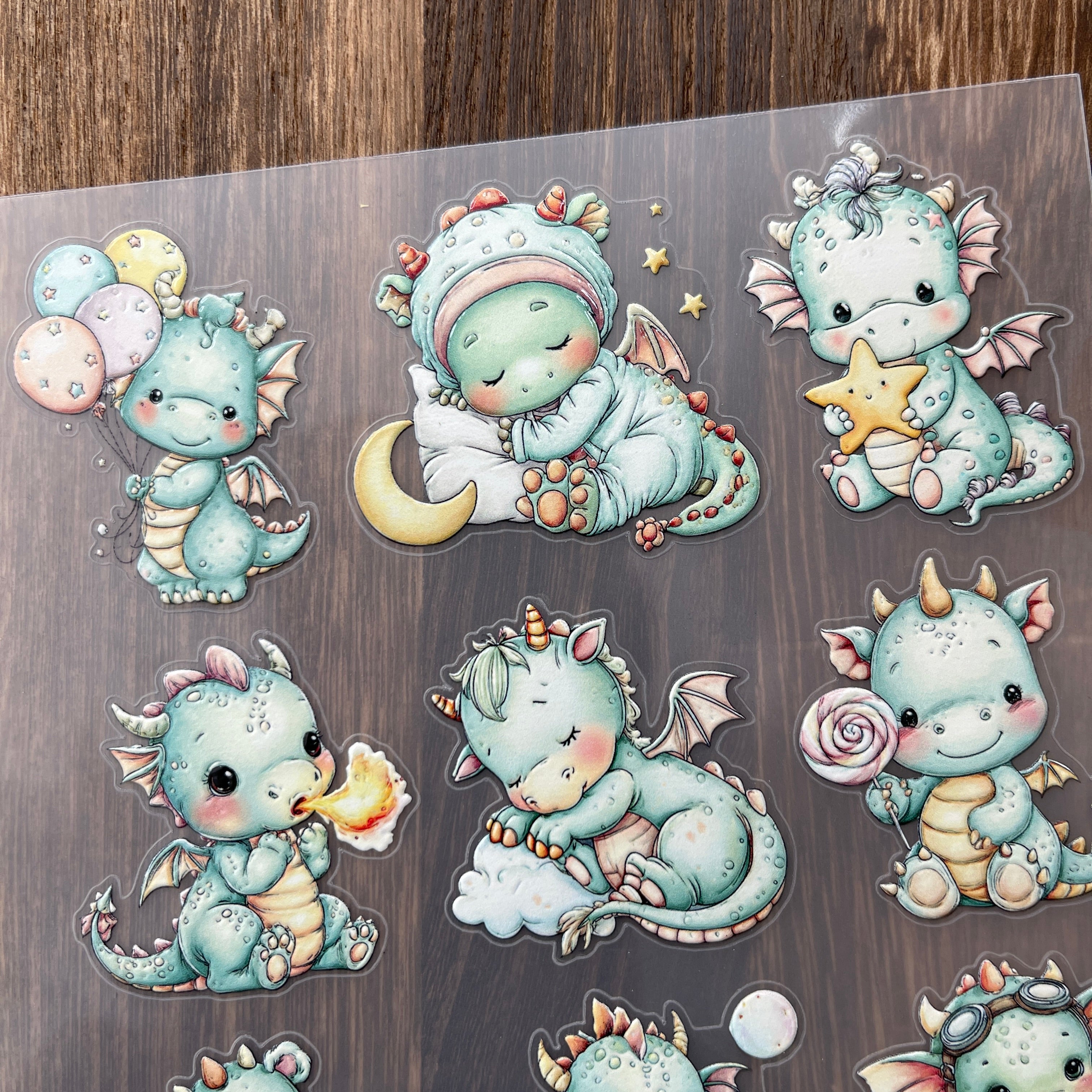 3D Cute baby dragon PET Sticker 1 Pcs