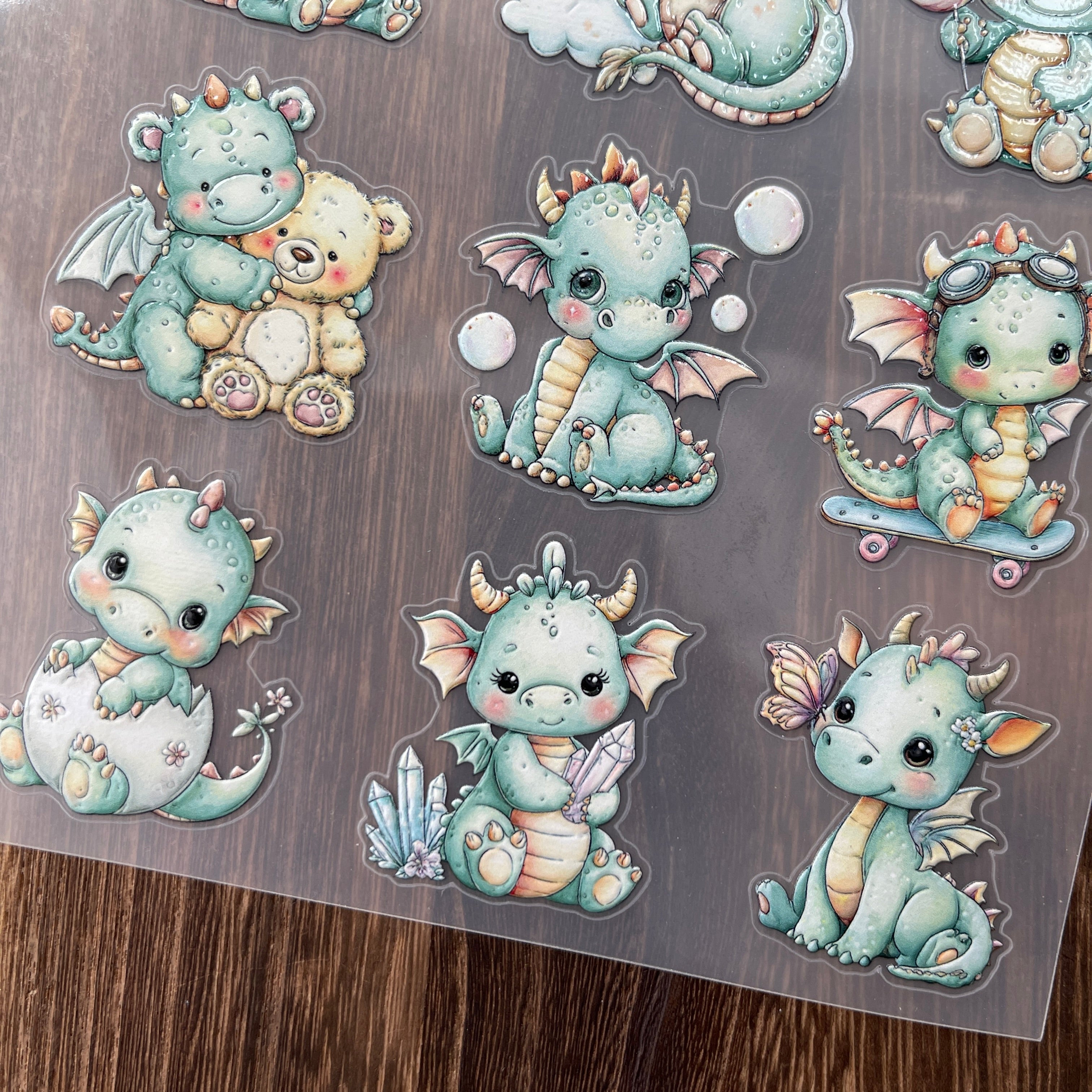 3D Cute baby dragon PET Sticker 1 Pcs