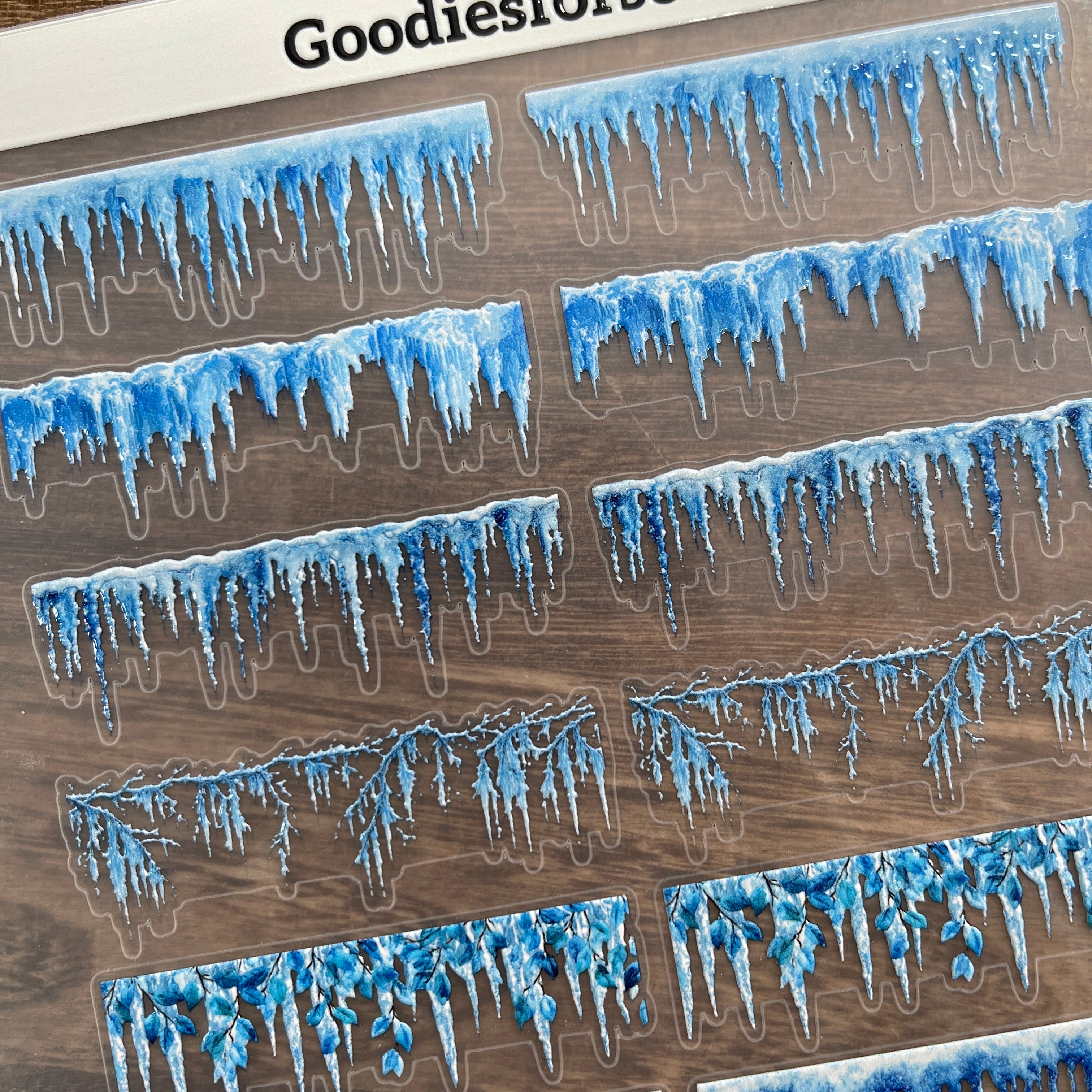 3D  Ice borders PET Sticker 1 Pcs