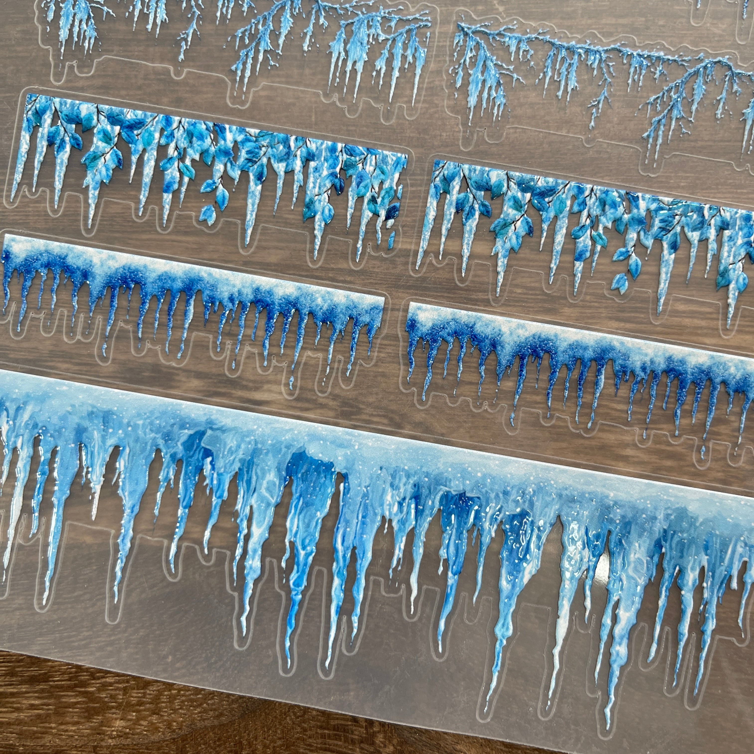 3D  Ice borders PET Sticker 1 Pcs