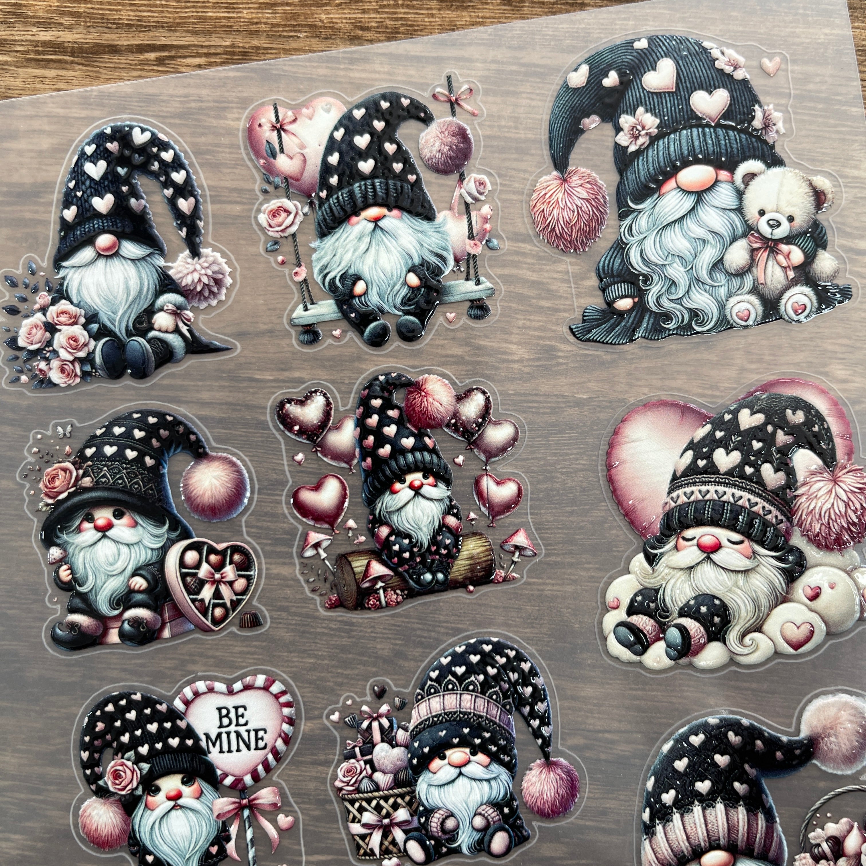 3D Valentine's Day Gnome PET Sticker 1 Pcs