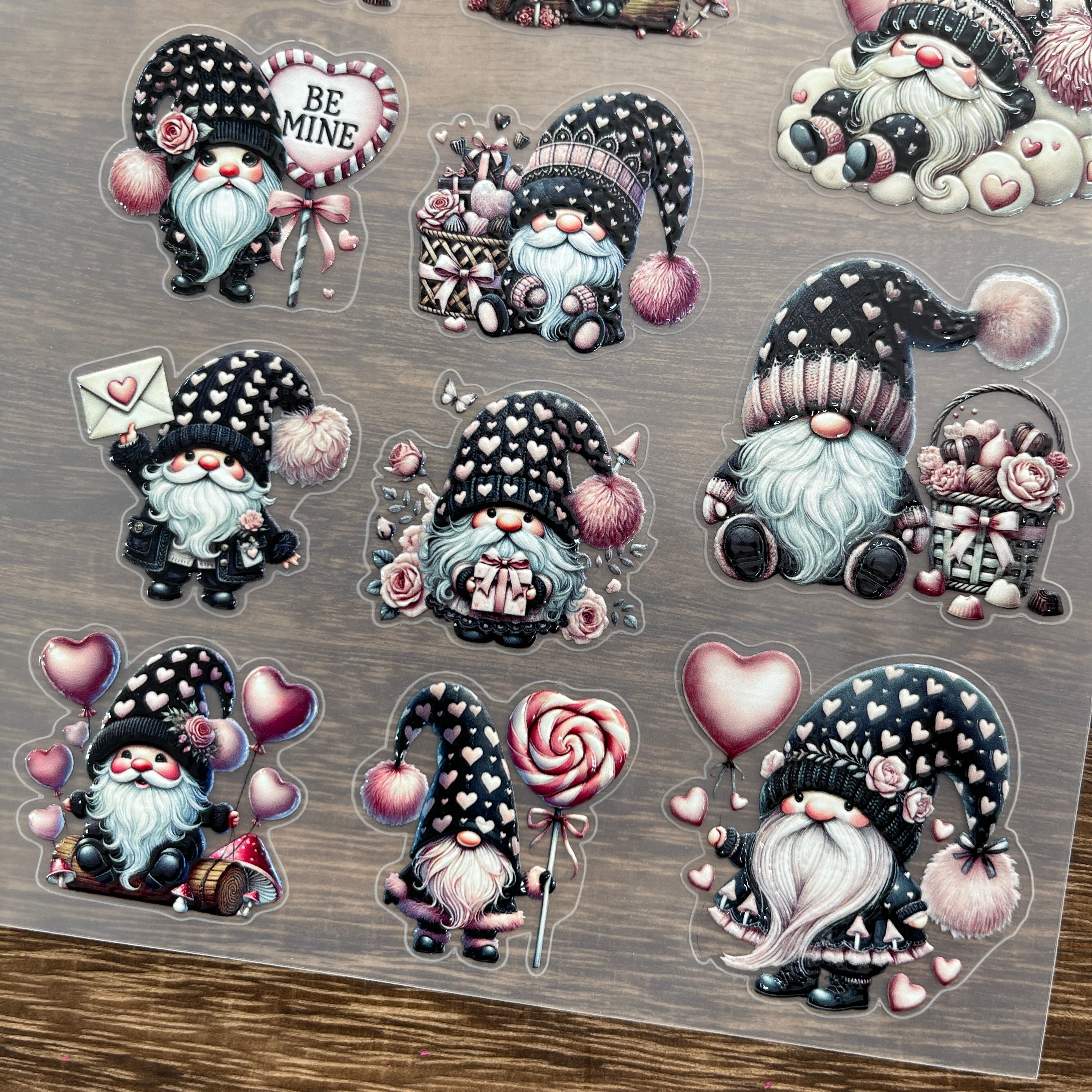 3D Valentine's Day Gnome PET Sticker 1 Pcs
