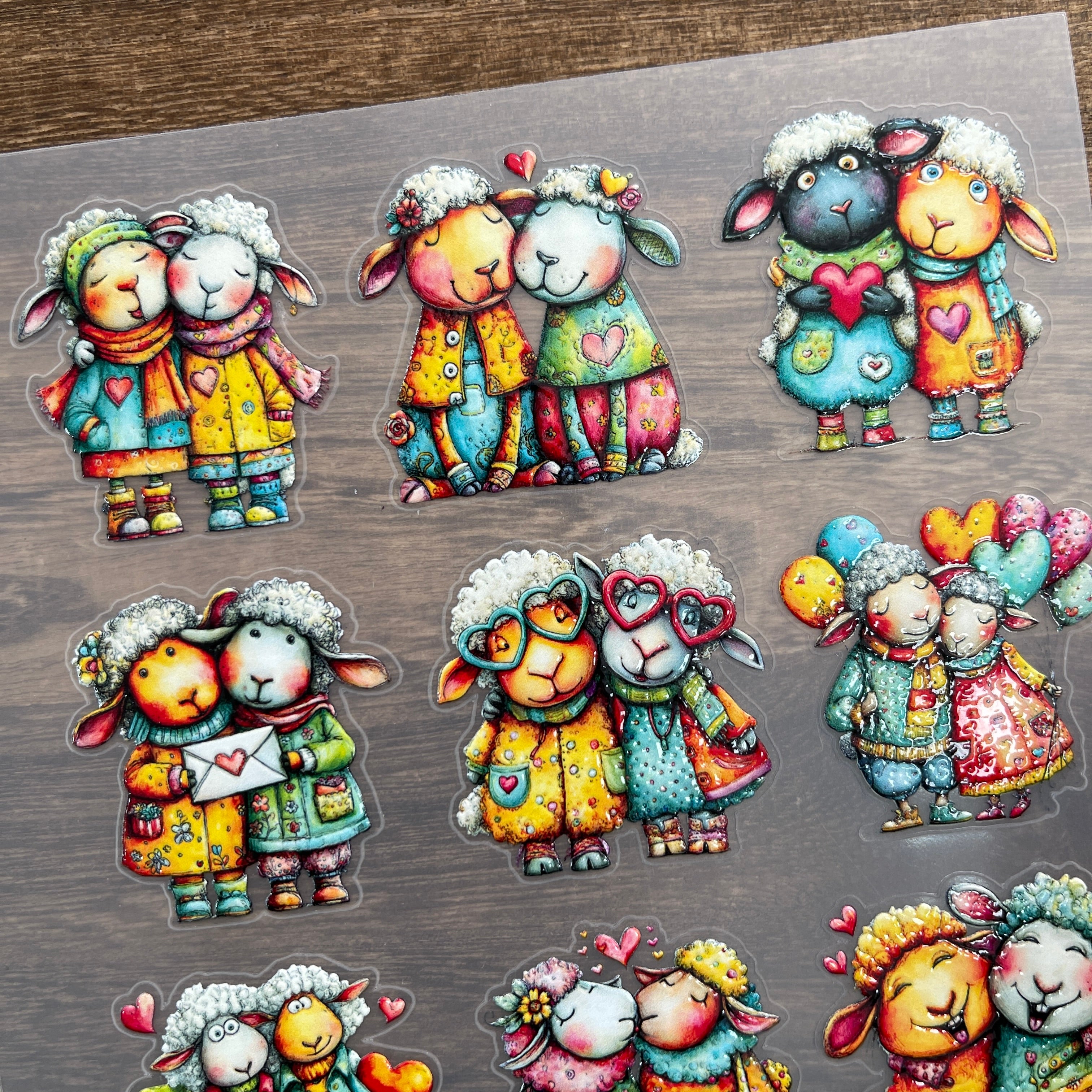 3D Lamb couple PET Sticker 1 Pcs