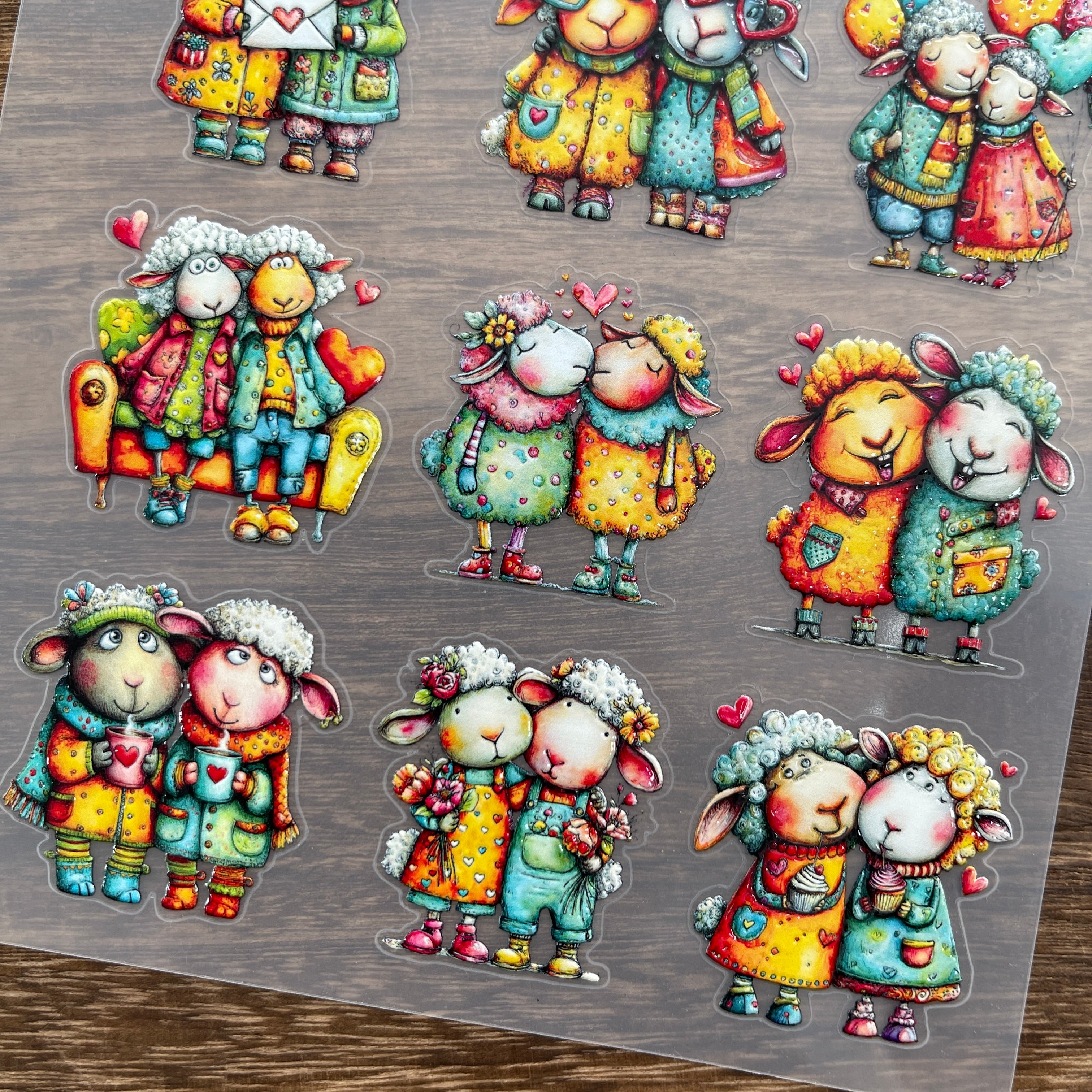 3D Lamb couple PET Sticker 1 Pcs