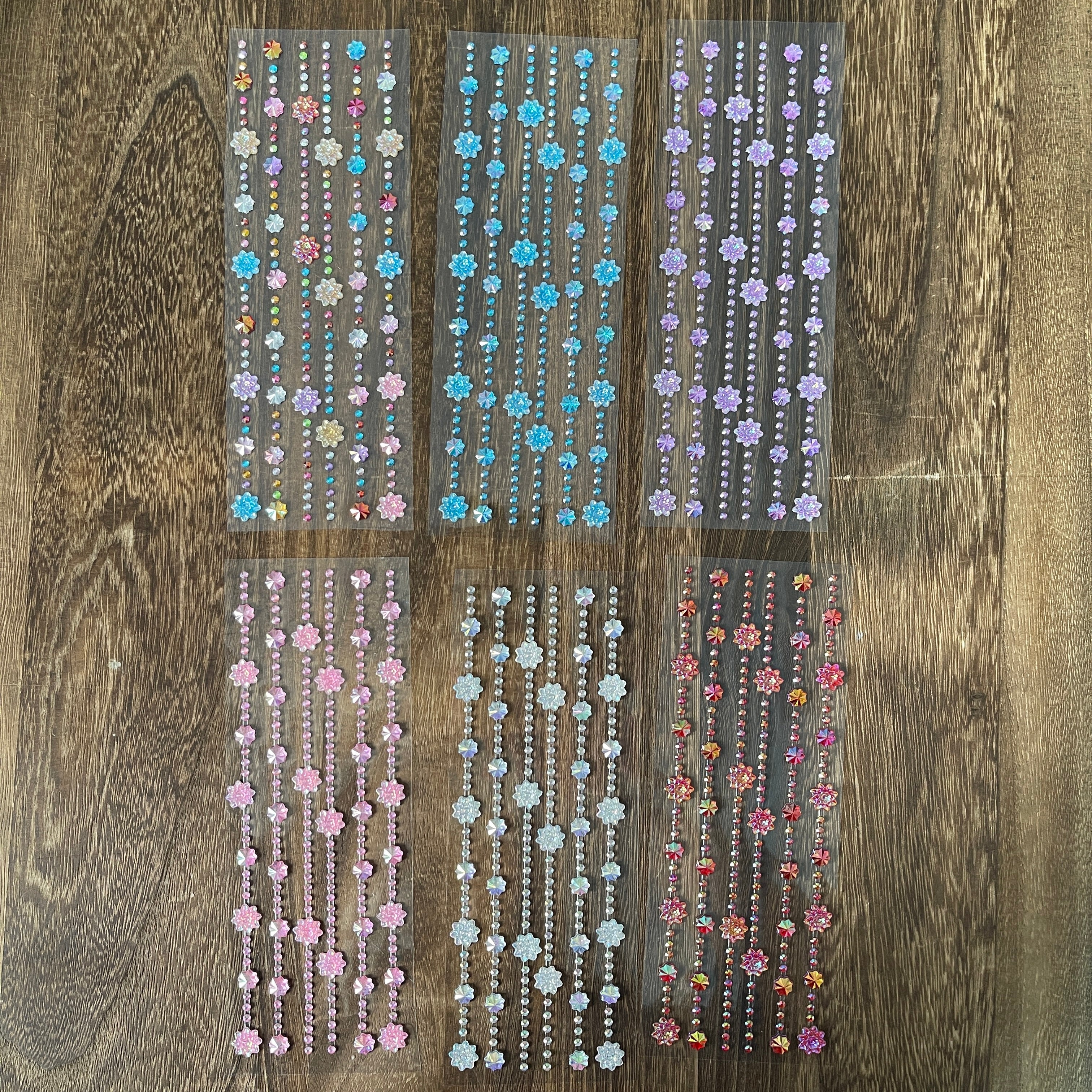 1211 Acrylic diamond flower stickers 1 set 6 colors