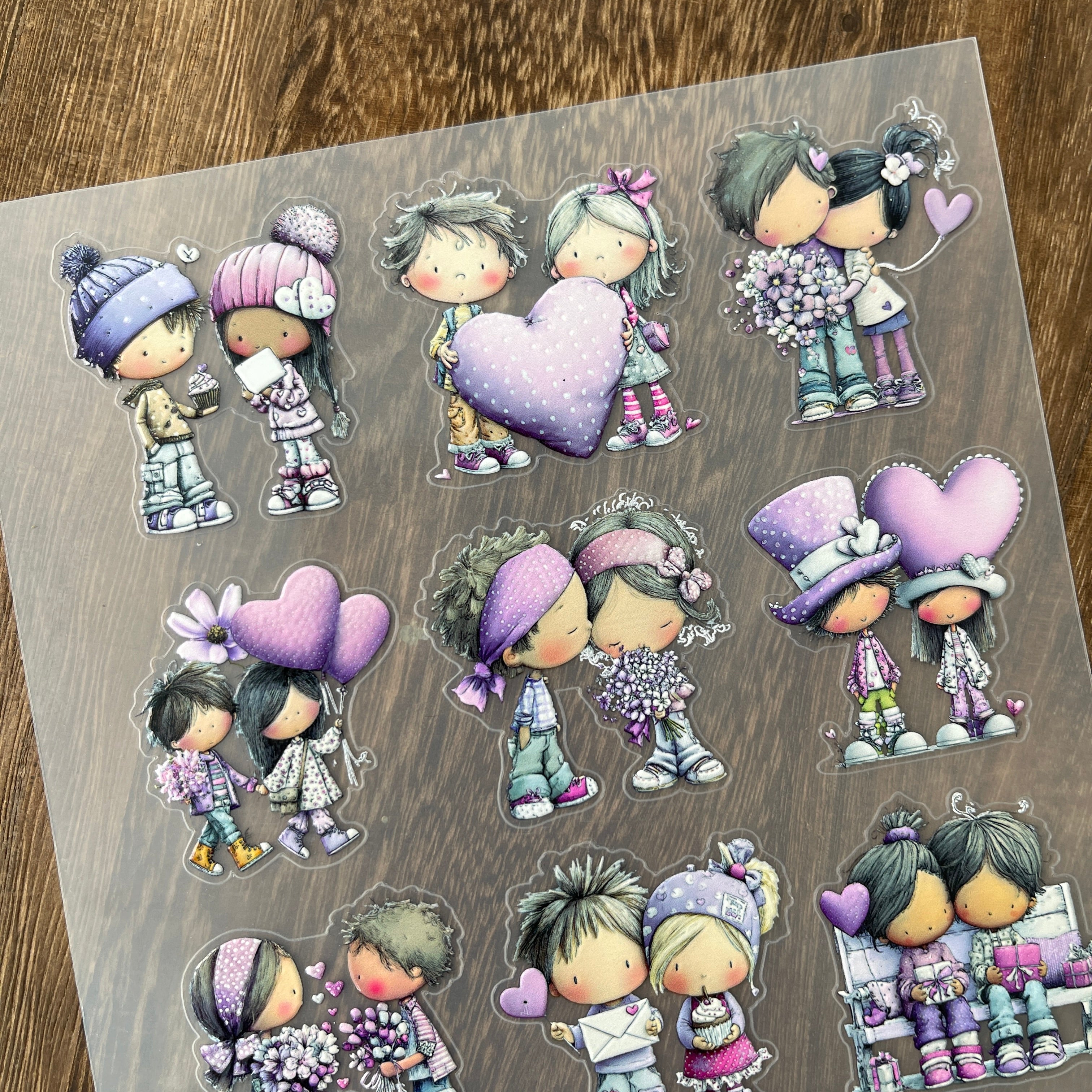3D Purple valentine PET Sticker 1 Pcs