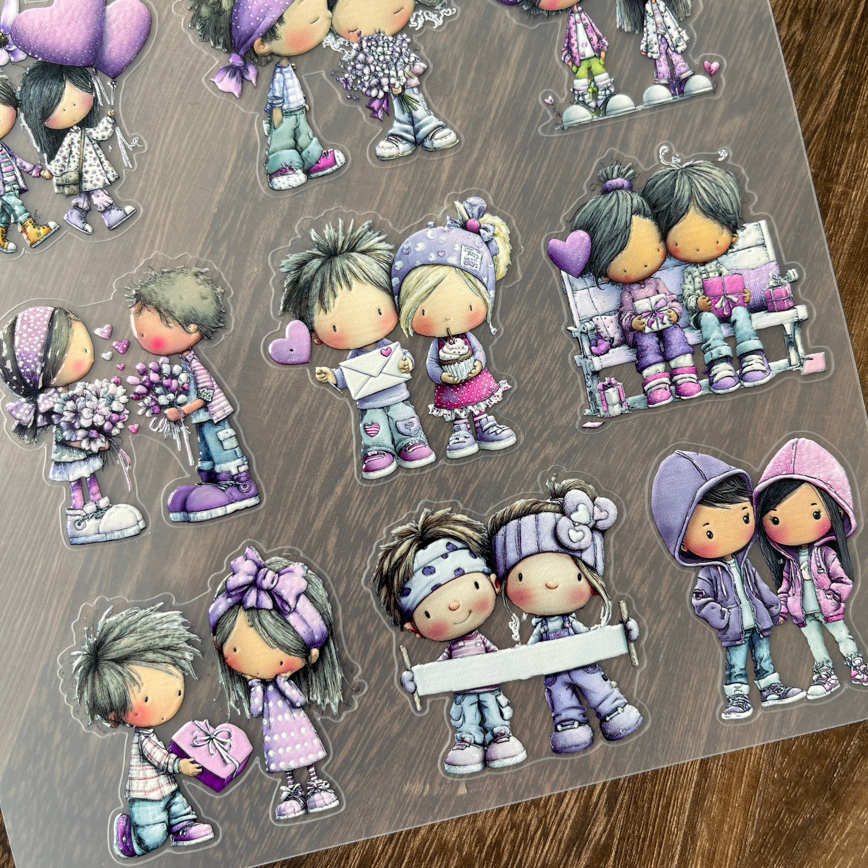 3D Purple valentine PET Sticker 1 Pcs