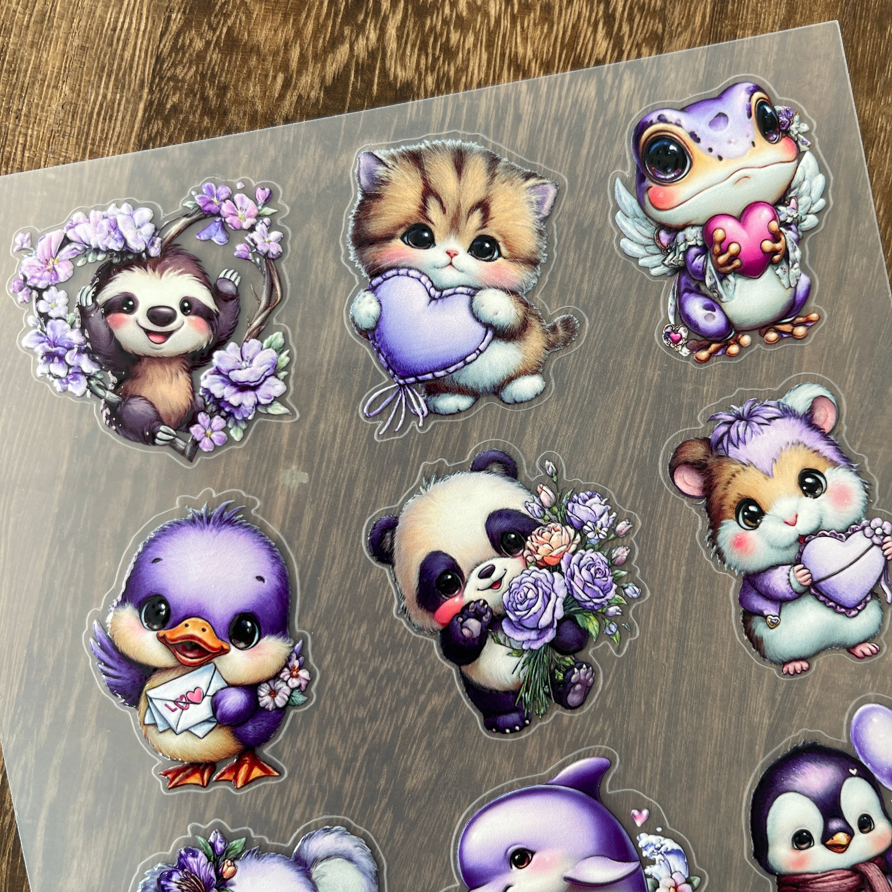 3D Purple animal PET Sticker 1 Pcs