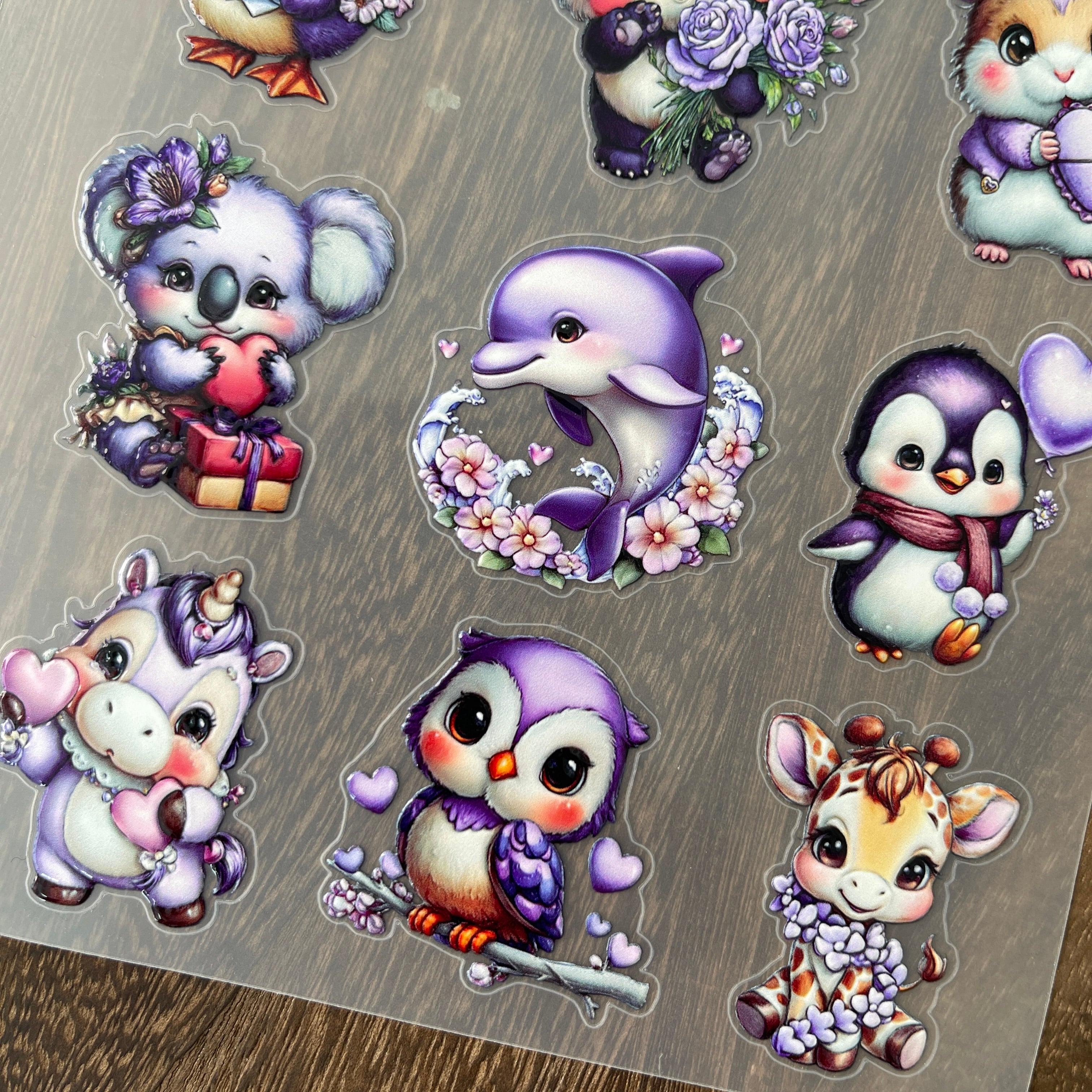 3D Purple animal PET Sticker 1 Pcs