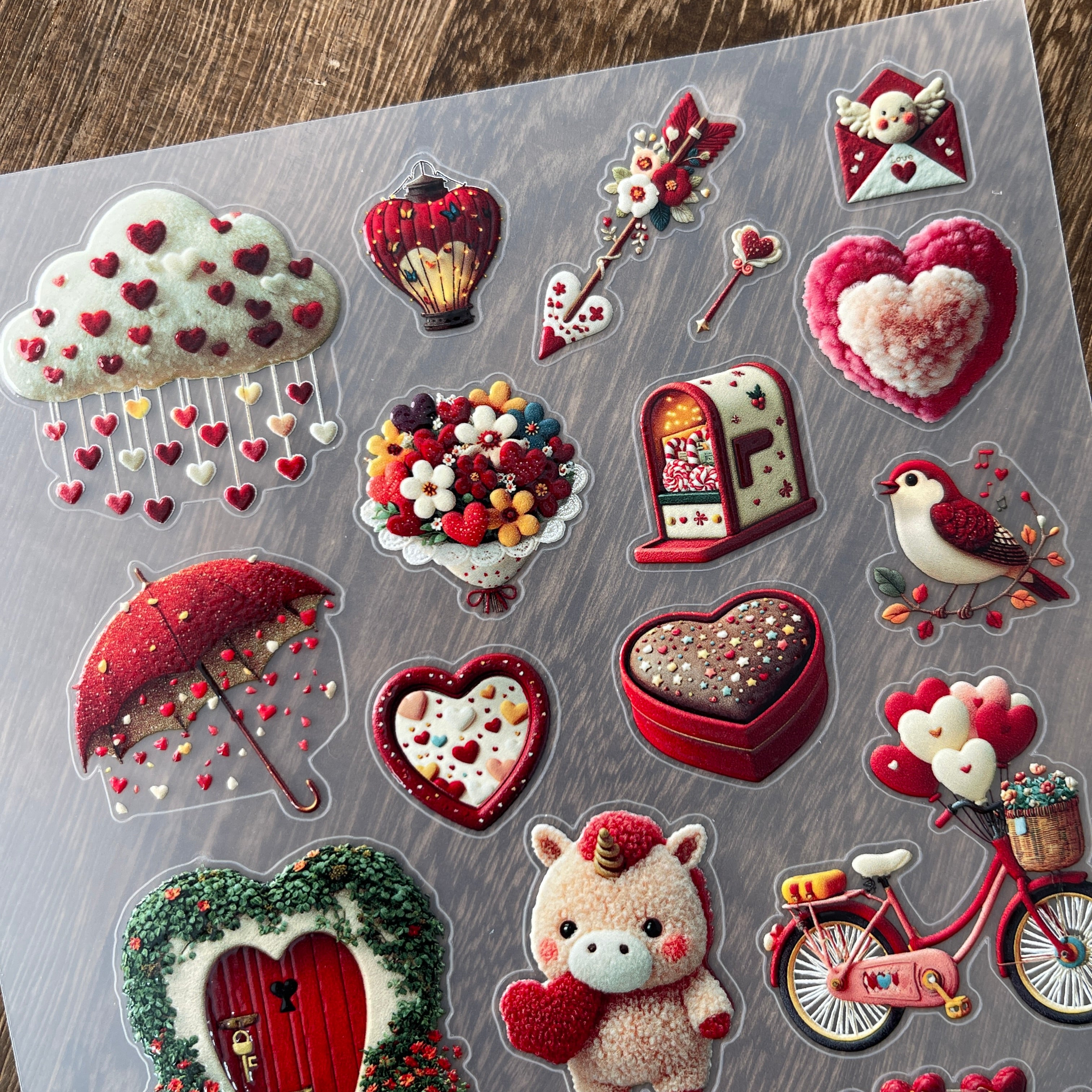3D Red Valentine's Day PET Sticker 1 Pcs