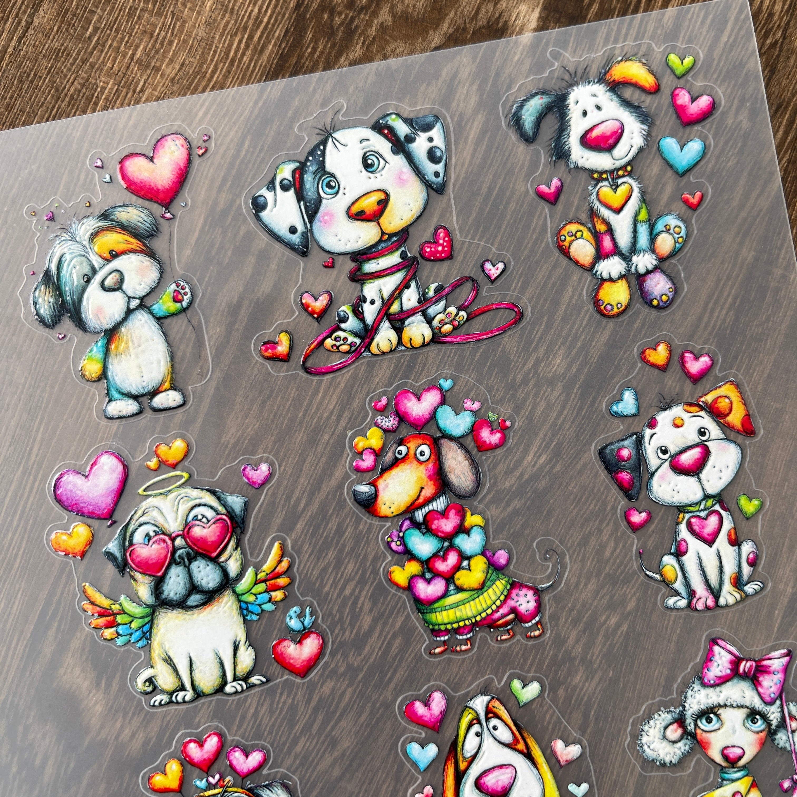 3D Colorful loving puppy PET Sticker 1 Pcs