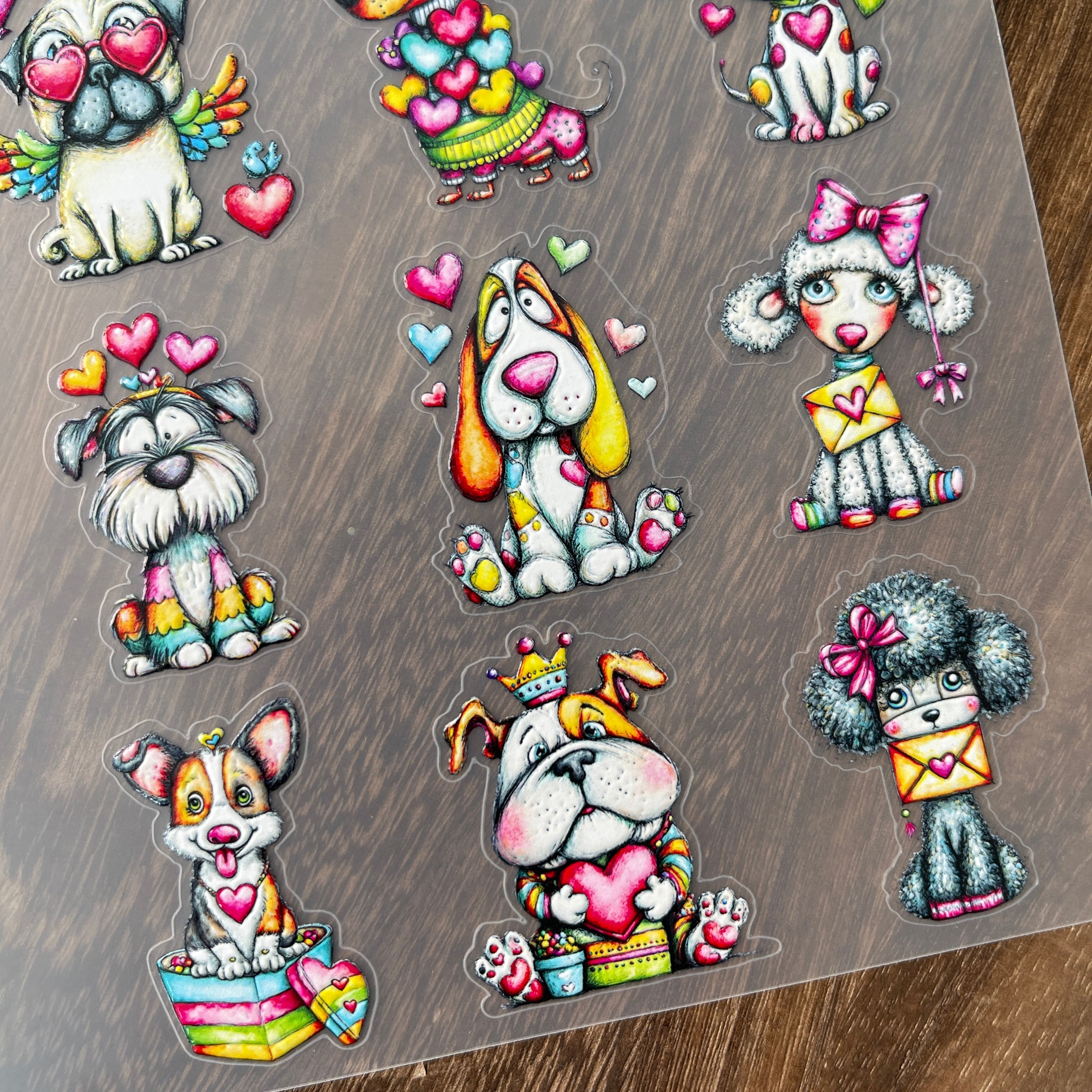 3D Colorful loving puppy PET Sticker 1 Pcs