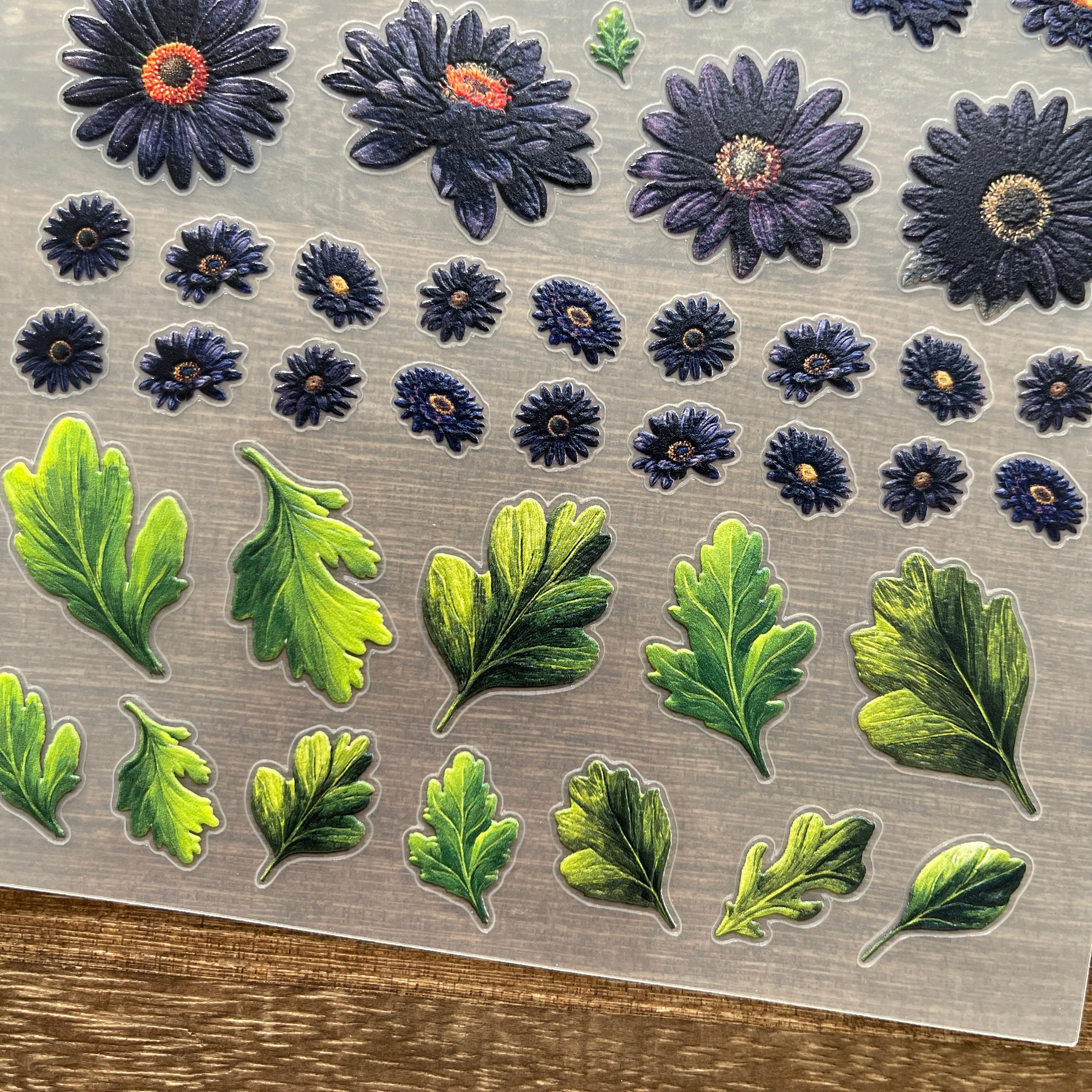 3D Black daisies PET Sticker 1 Pcs