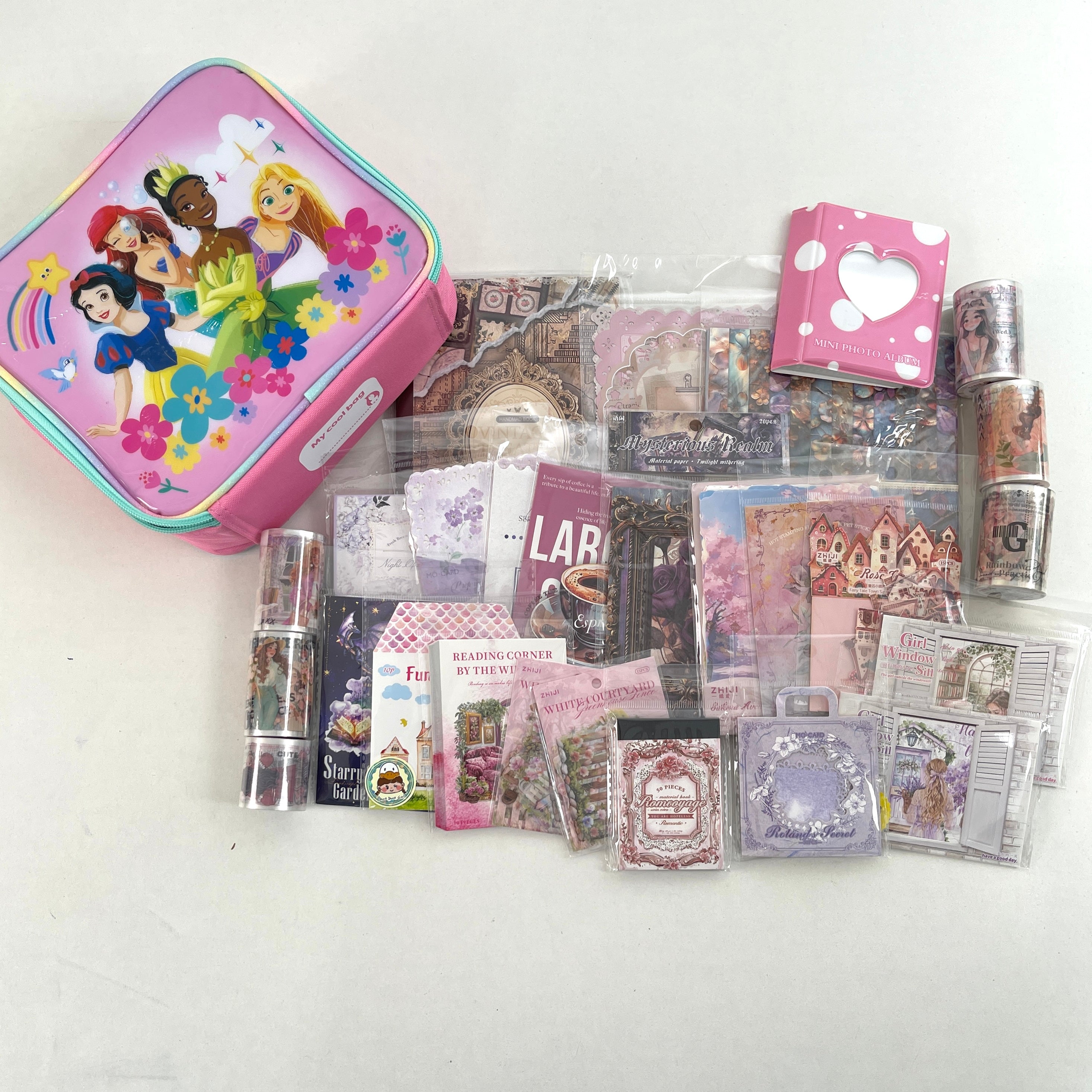 1220 B123 Pink  and purple journaling supplies mixed bundle