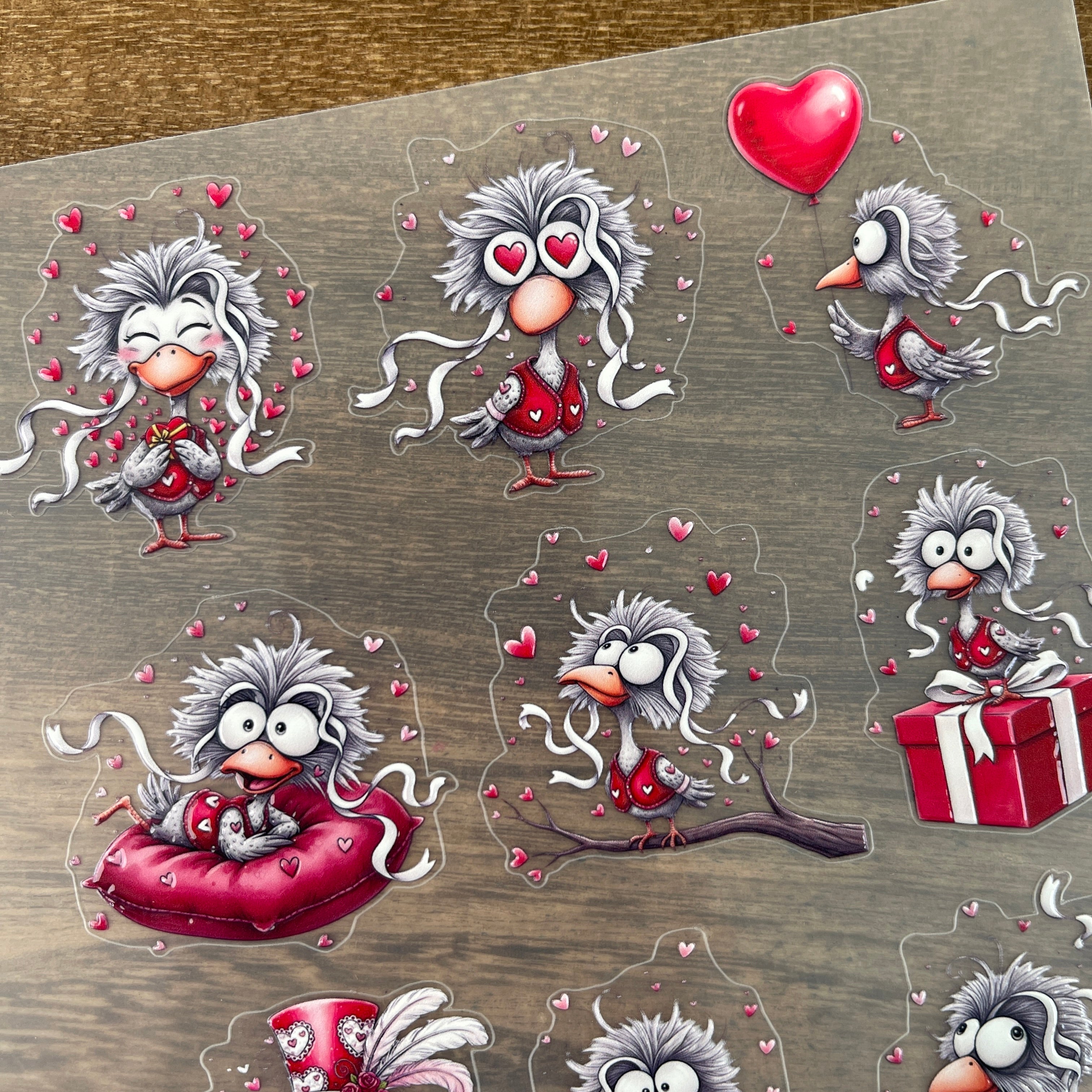 3D Valentine's Day Bird PET Sticker 1 Pcs