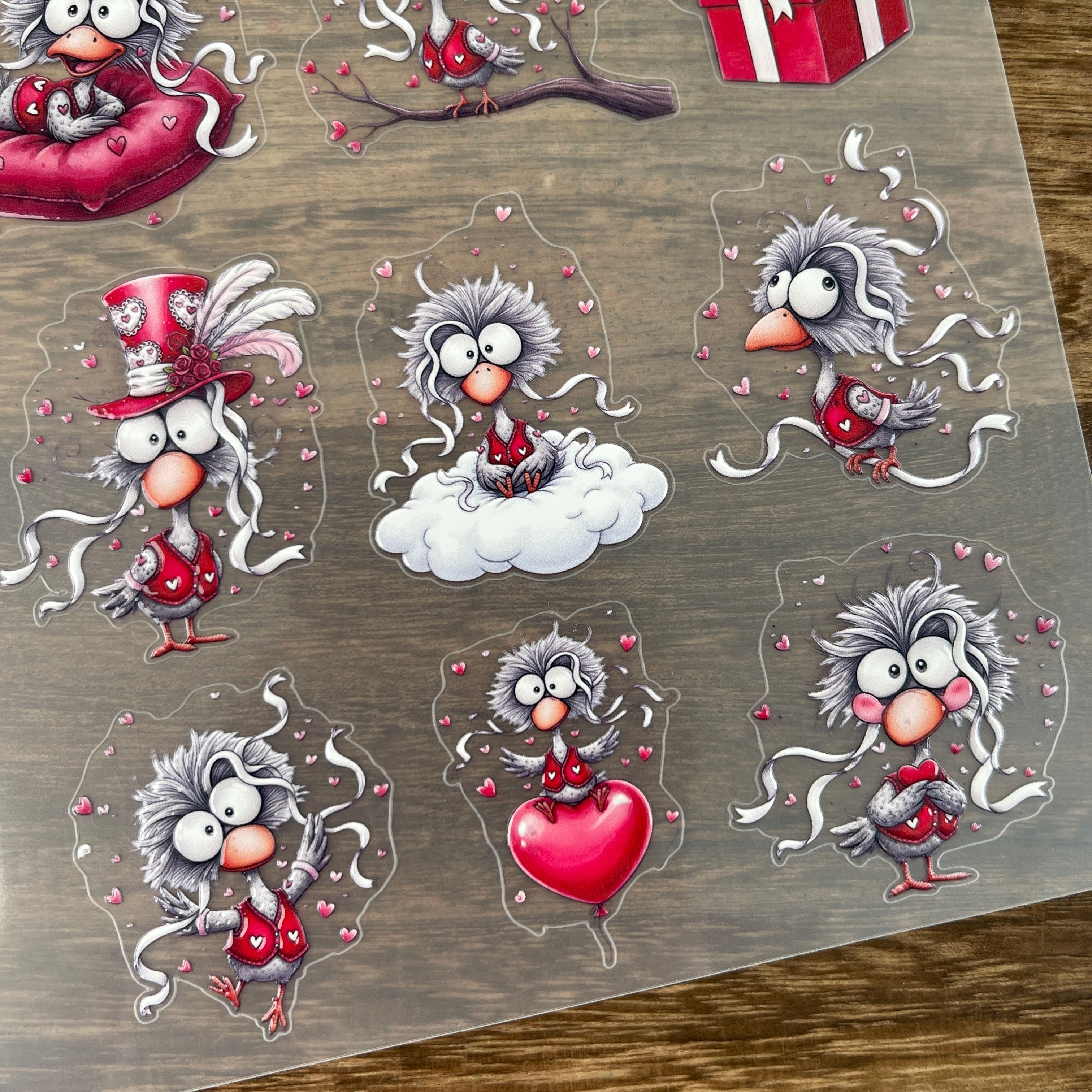 3D Valentine's Day Bird PET Sticker 1 Pcs